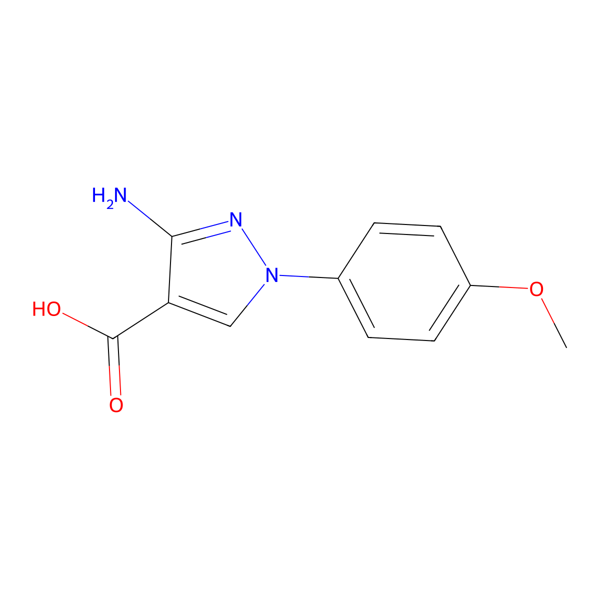 3-Amino-1-(4-methoxyphenyl)-1H-pyrazole-4-carboxylic acid molecular structure, CAS 1624260-88-3