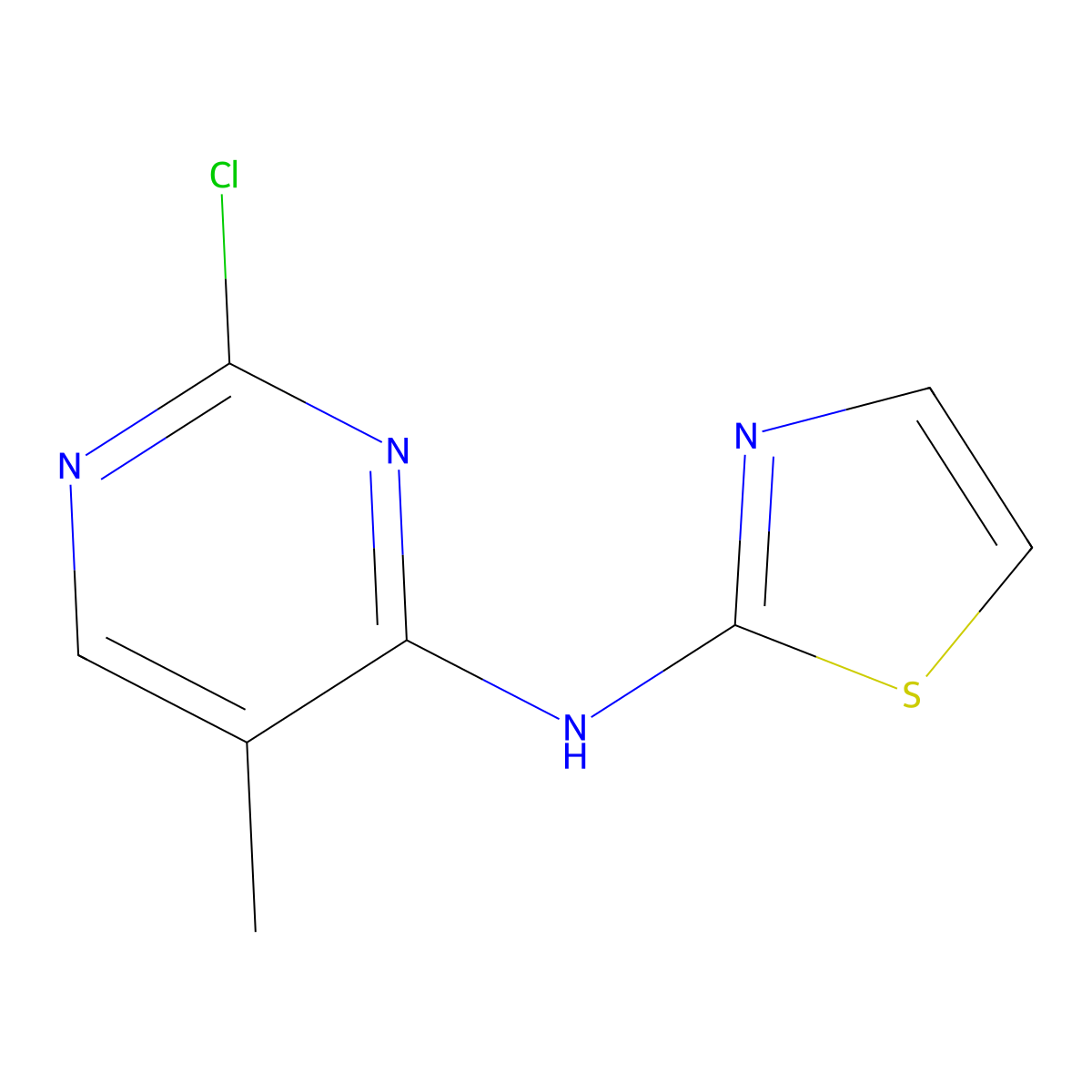 N-(2-Chloro-5-methylpyrimidin-4-yl)thiazol-2-amine molecular structure, CAS 1624260-89-4