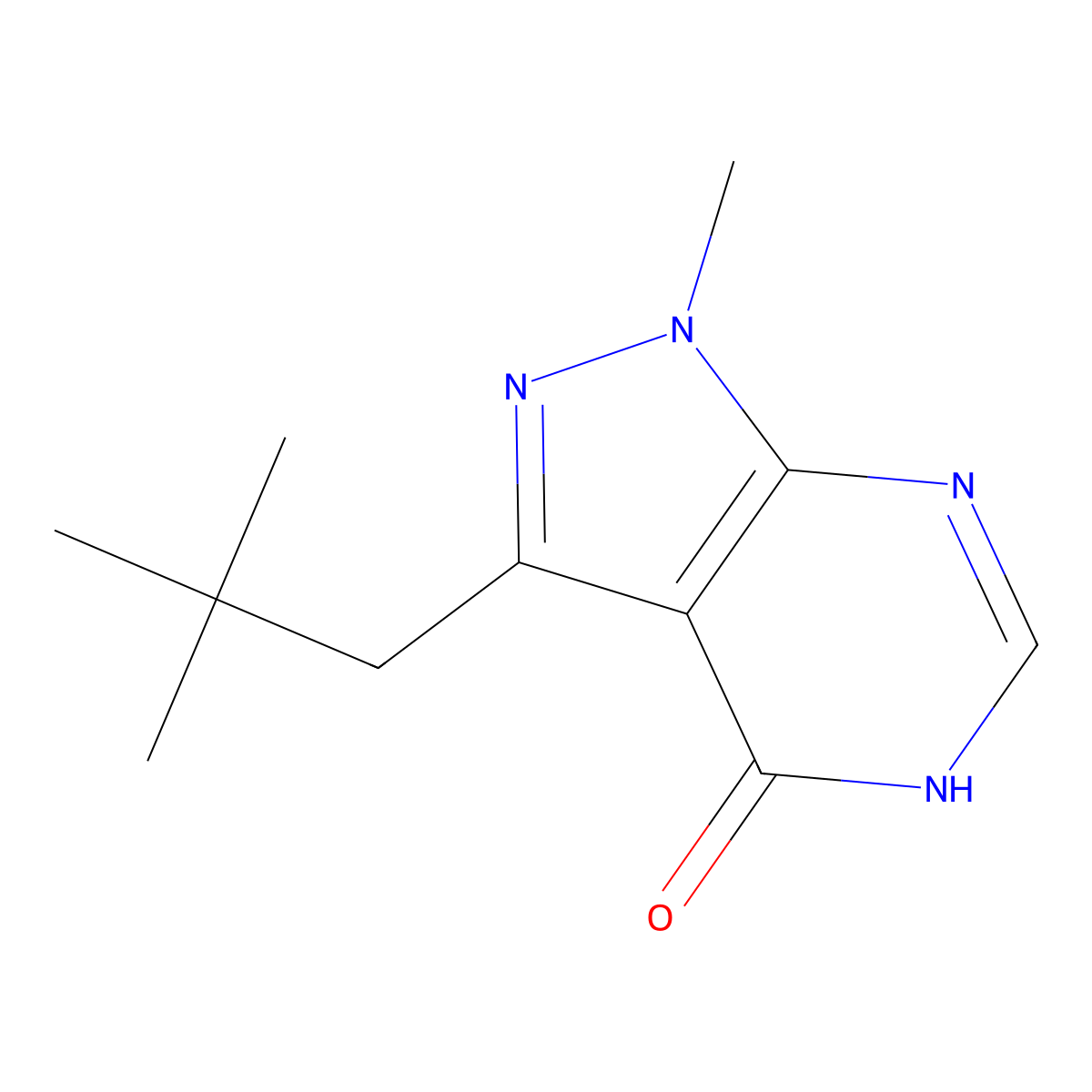 1-Methyl-3-neopentyl-1H-pyrazolo[3,4-d]pyrimidin-4-ol molecular structure, CAS 1624260-97-4