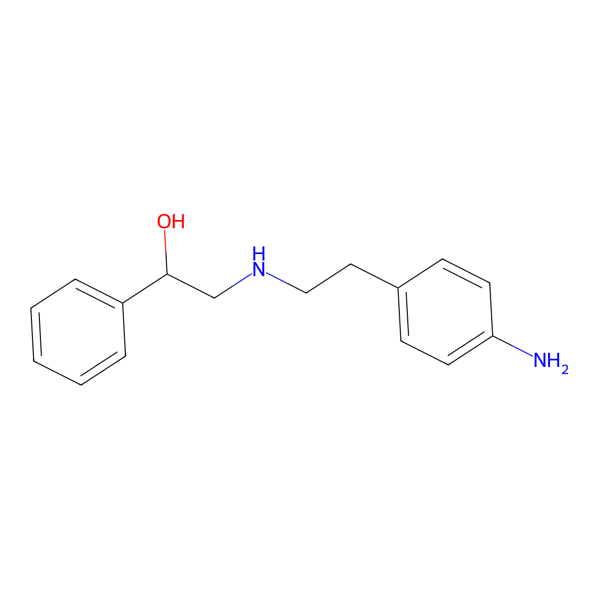 (1R)-2-((2-(4-aminophenyl)ethyl)amino)-1-phenylethanol hydrochloride molecular structure, CAS 1624261-01-3