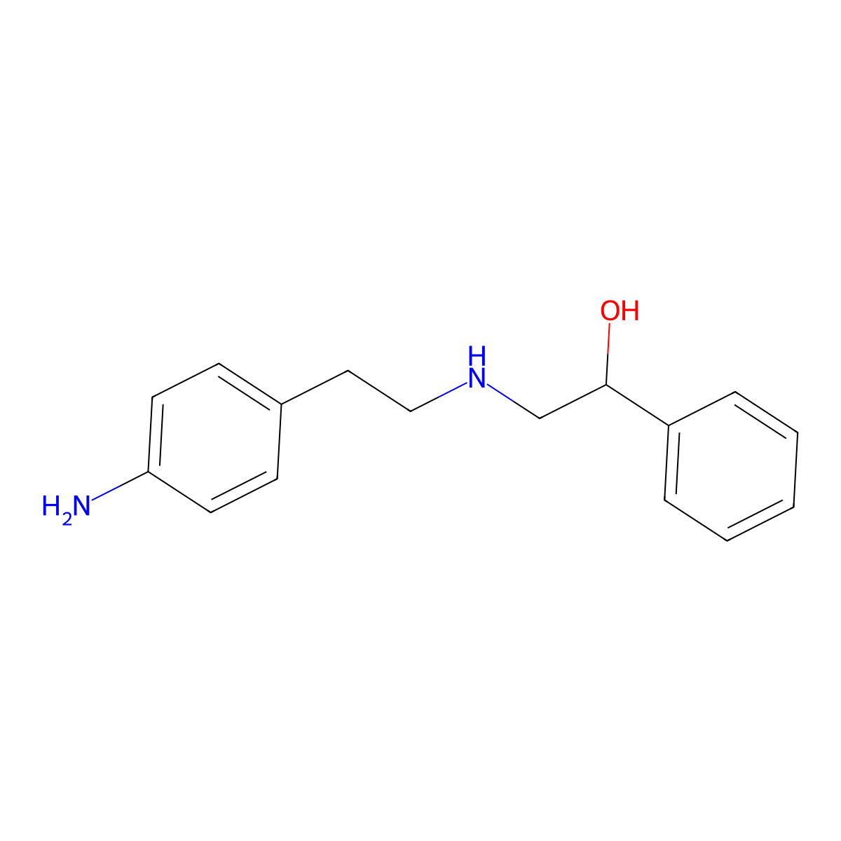 (1R)-2-((2-(4-aminophenyl)ethyl)amino)-1-phenylethanol hydrochloride molecular structure, CAS 1624261-01-3