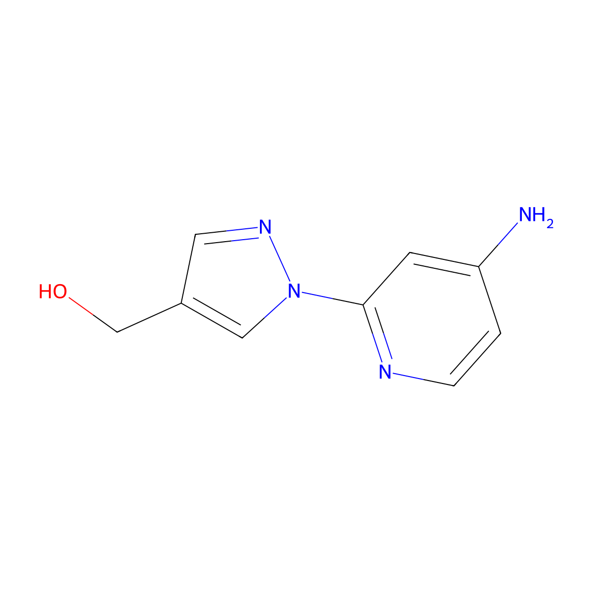 (1-(4-Aminopyridin-2-yl)-1H-pyrazol-4-yl)methanol molecular structure, CAS 1624261-03-5