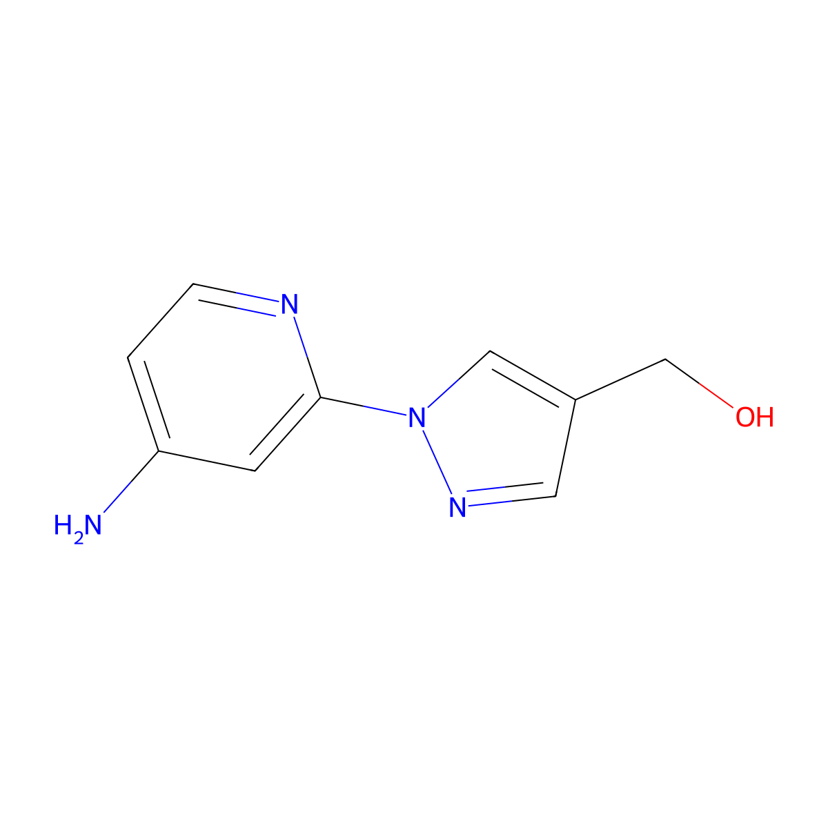 (1-(4-Aminopyridin-2-yl)-1H-pyrazol-4-yl)methanol molecular structure, CAS 1624261-03-5