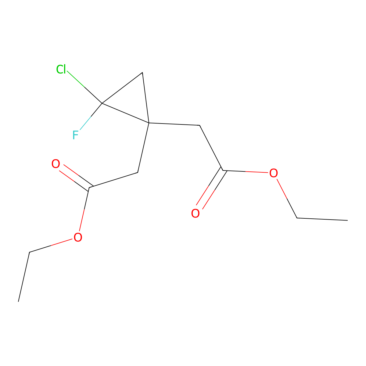 Diethyl 2,2'-(2-chloro-2-fluorocyclopropane-1,1-diyl)diacetate molecular structure, CAS 1624261-17-1