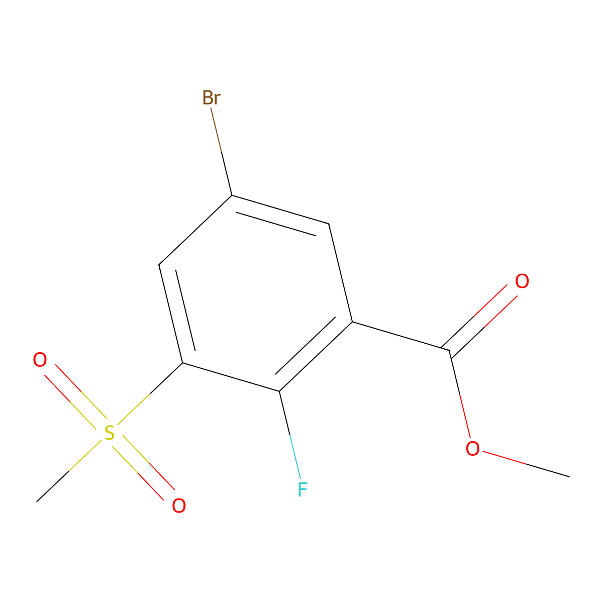 Methyl 5-bromo-2-fluoro-3-(methylsulfonyl)benzoate molecular structure, CAS 1624261-29-5