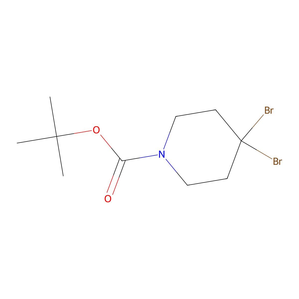 tert-Butyl 4,4-dibromopiperidine-1-carboxylate molecular structure, CAS 1624261-43-3