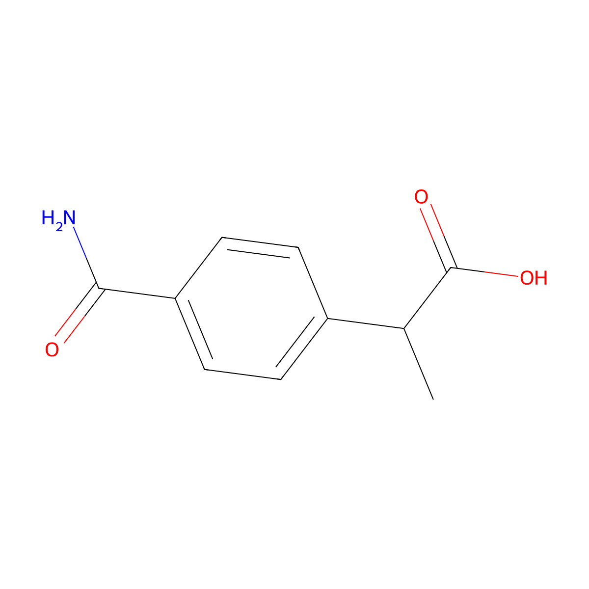 2-(4-Carbamoylphenyl)propanoic acid molecular structure, CAS 1624261-50-2
