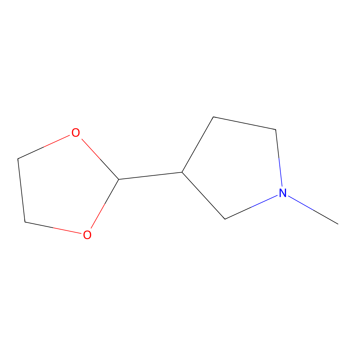 3-(1,3-Dioxolan-2-yl)-1-methylpyrrolidine molecular structure, CAS 1624261-53-5