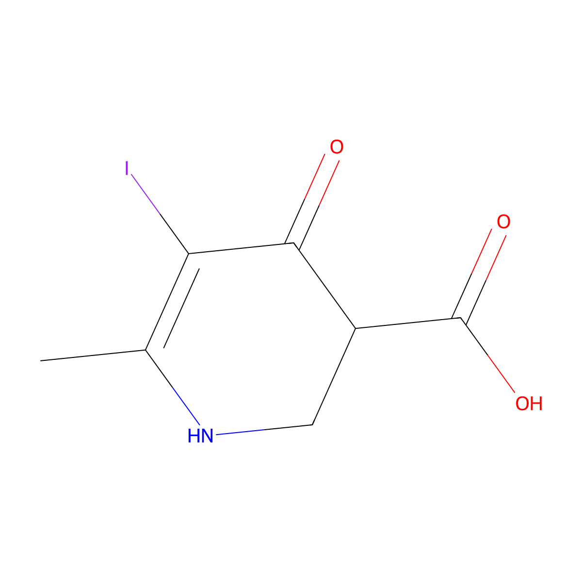 5-Iodo-6-methyl-4-oxo-1,2,3,4-tetrahydropyridine-3-carboxylic acid molecular structure, CAS 1624261-79-5