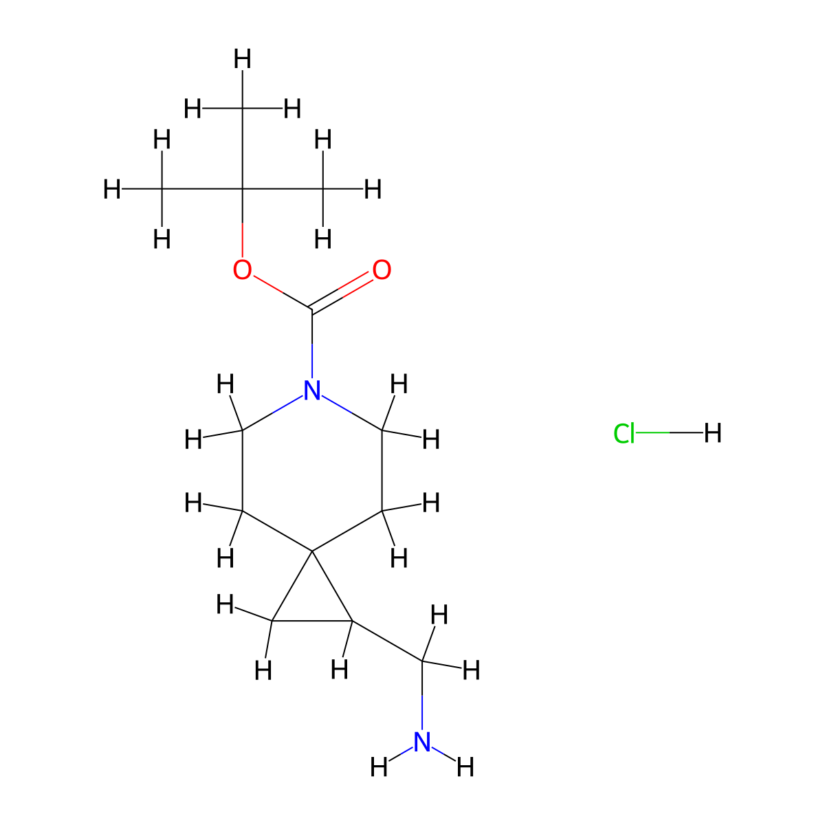 tert-Butyl 1-(aminomethyl)-6-azaspiro[2.5]octane-6-carboxylate hydrochloride molecular structure, CAS 1624261-87-5
