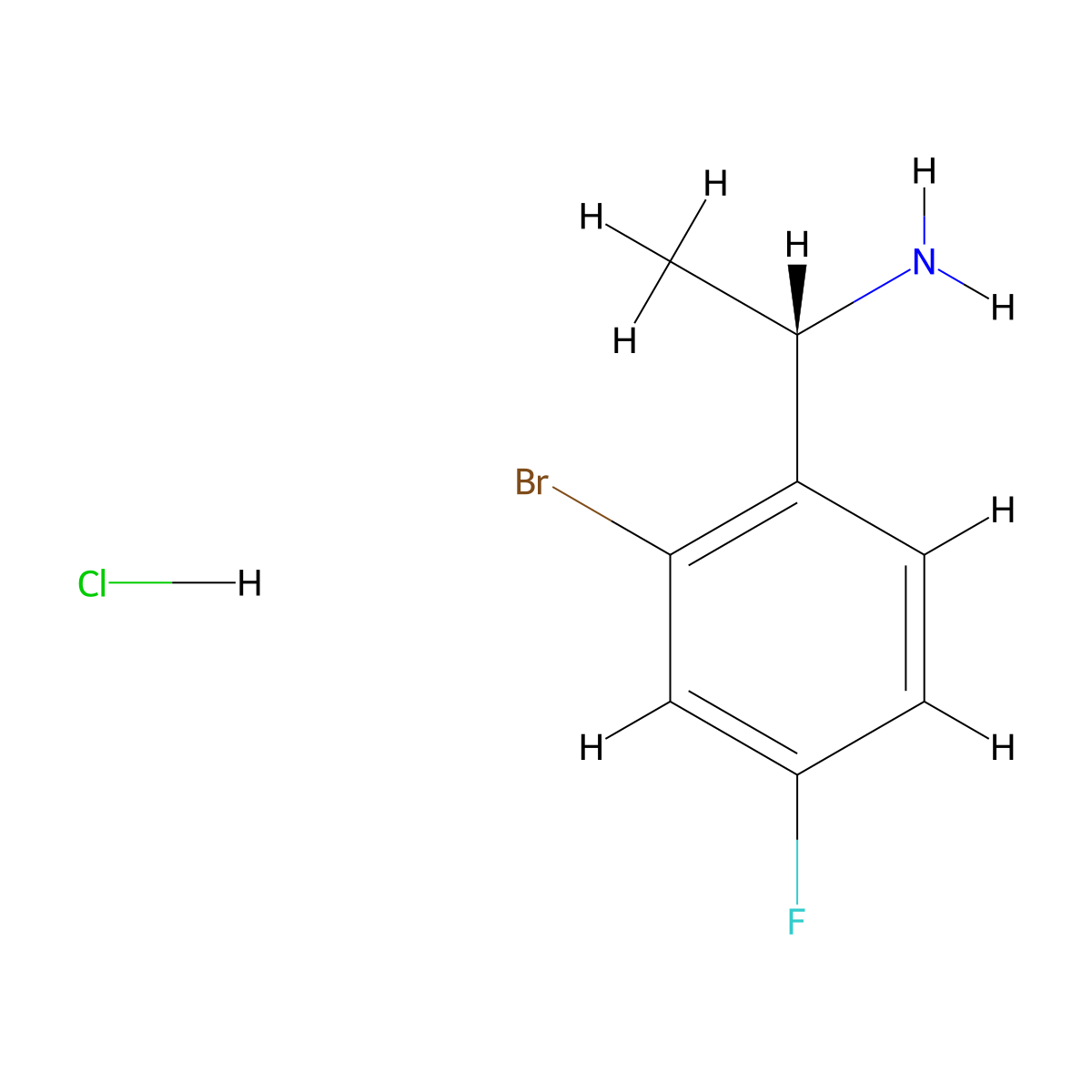 (S)-1-(2-Bromo-4-fluorophenyl)ethanamine hydrochloride molecular structure, CAS 1624261-91-1