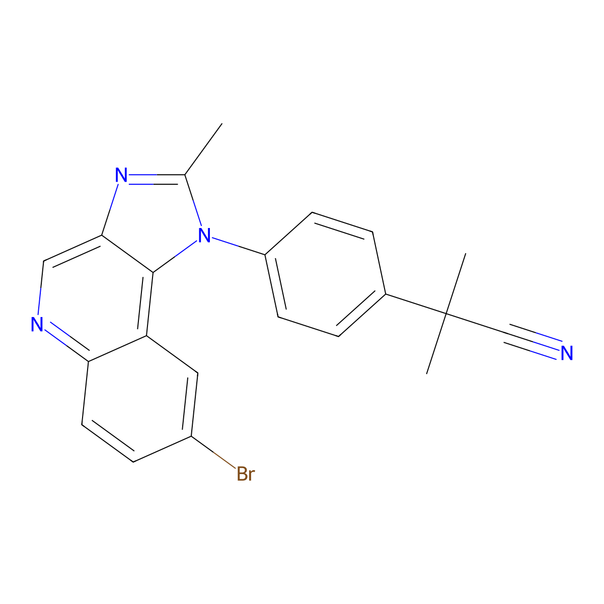 2-(4-(8-Bromo-2-methyl-1H-imidazo[4,5-c]quinolin-1-yl)phenyl)-2-methylpropanenitrile molecular structure, CAS 1624261-99-9