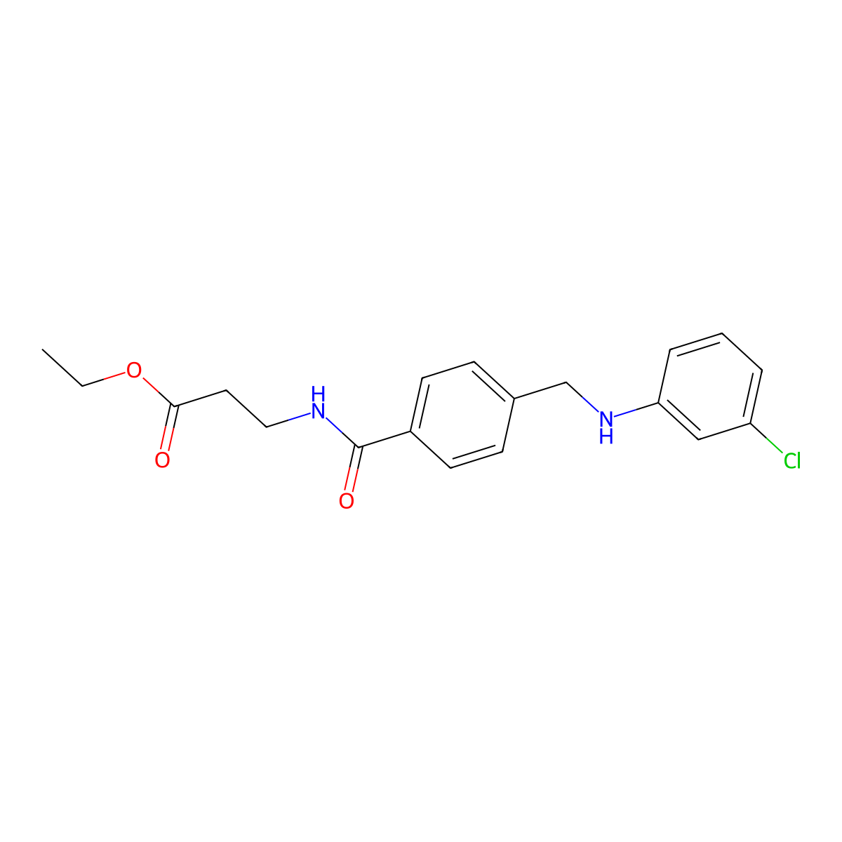 Ethyl 3-(4-(((3-chlorophenyl)amino)methyl)benzamido)propanoate molecular structure, CAS 1624262-11-8