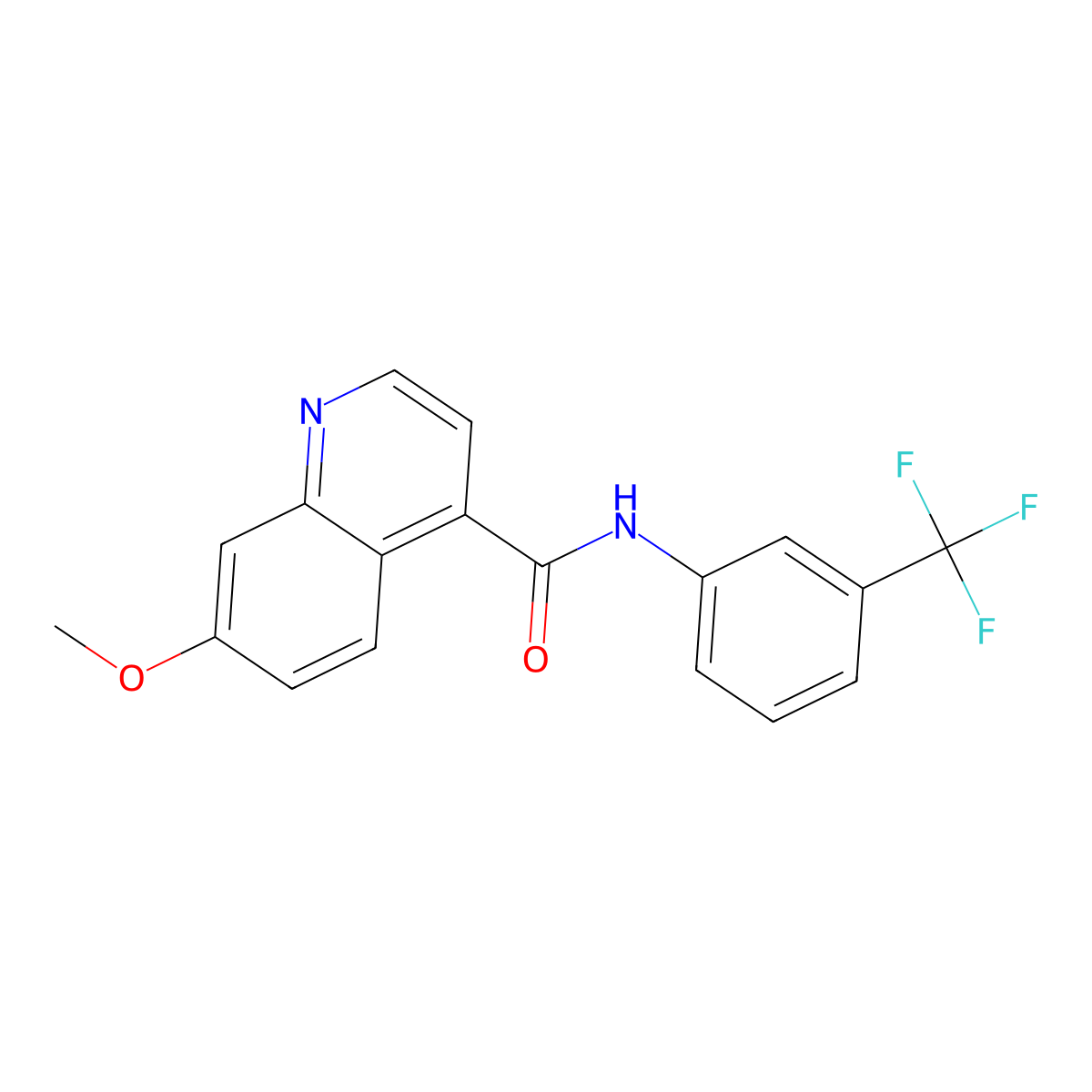 7-Methoxy-N-(3-(trifluoromethyl)phenyl)quinoline-4-carboxamide molecular structure, CAS 1624262-18-5