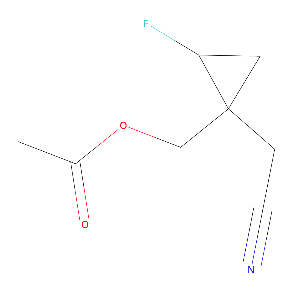 (1-(Cyanomethyl)-2-fluorocyclopropyl)methyl acetate molecular structure, CAS 1624262-23-2