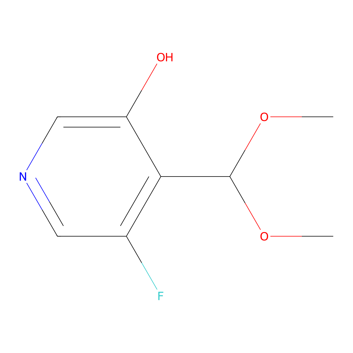 4-(Dimethoxymethyl)-5-fluoropyridin-3-ol molecular structure, CAS 1624262-47-0