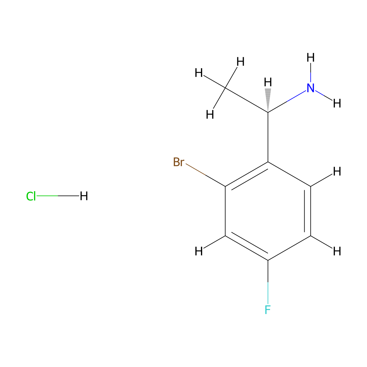 (R)-1-(2-Bromo-4-fluorophenyl)ethanamine hydrochloride molecular structure, CAS 1624262-55-0