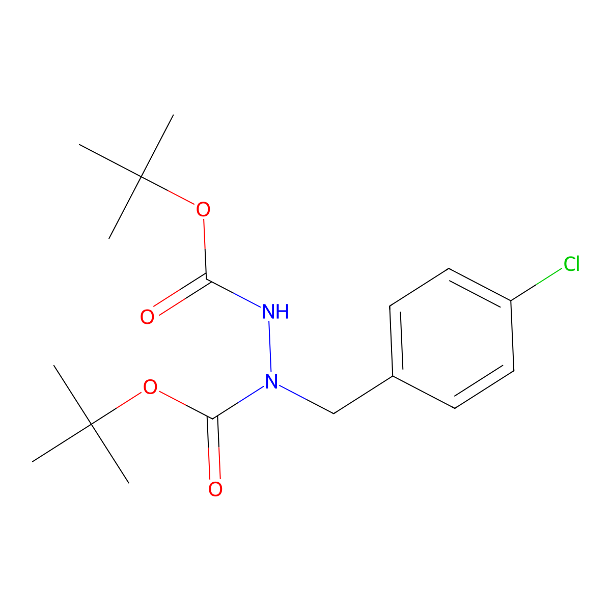 Di-tert-butyl 1-(4-chlorobenzyl)hydrazine-1,2-dicarboxylate molecular structure, CAS 1624262-64-1