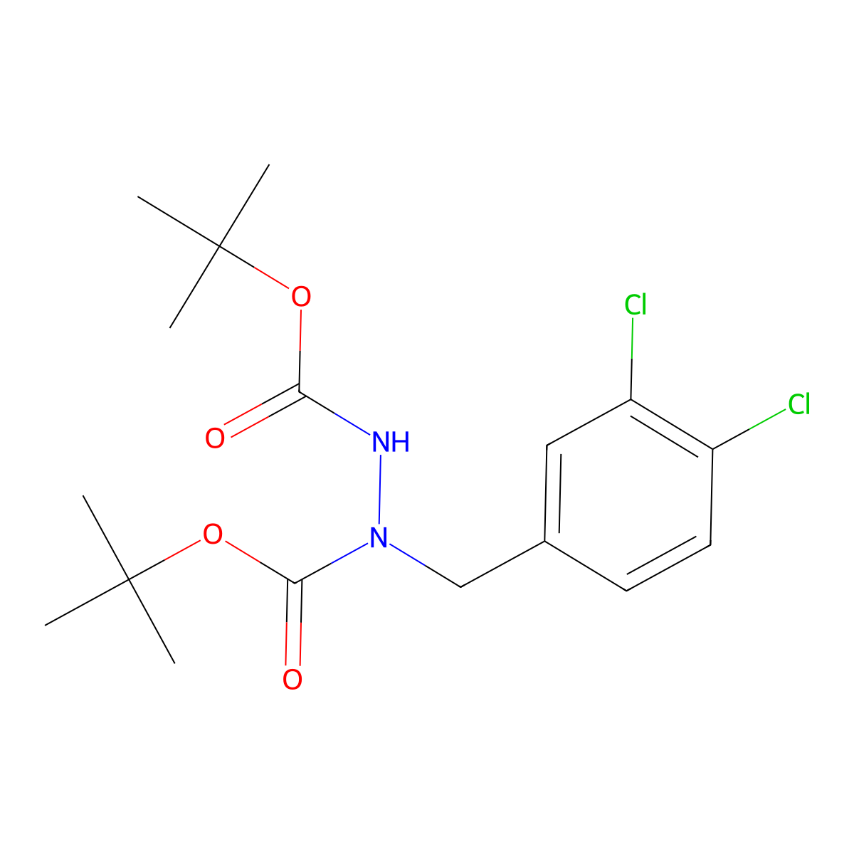 Di-tert-butyl 1-(3,4-dichlorobenzyl)hydrazine-1,2-dicarboxylate molecular structure, CAS 1624262-65-2