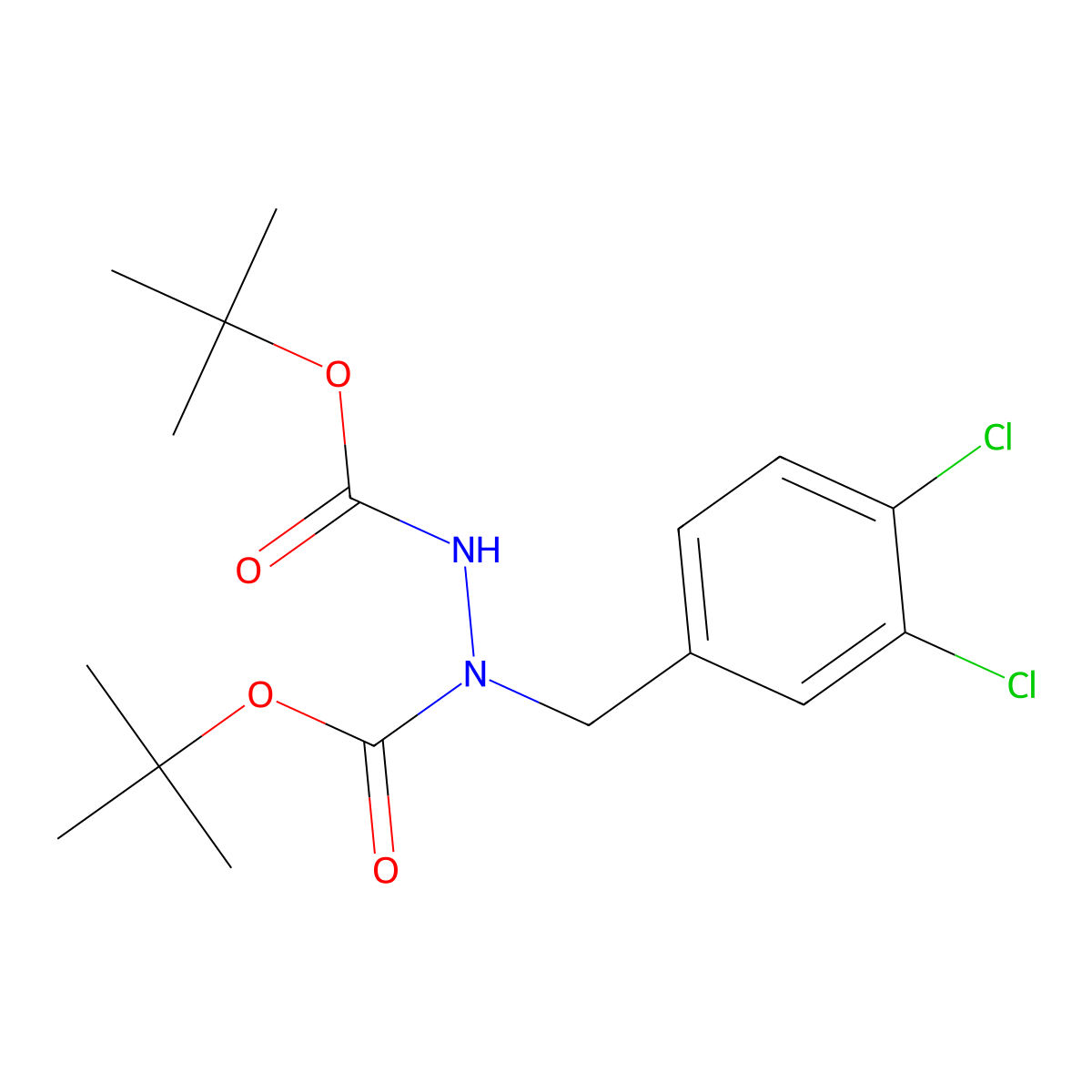 Di-tert-butyl 1-(3,4-dichlorobenzyl)hydrazine-1,2-dicarboxylate molecular structure, CAS 1624262-65-2
