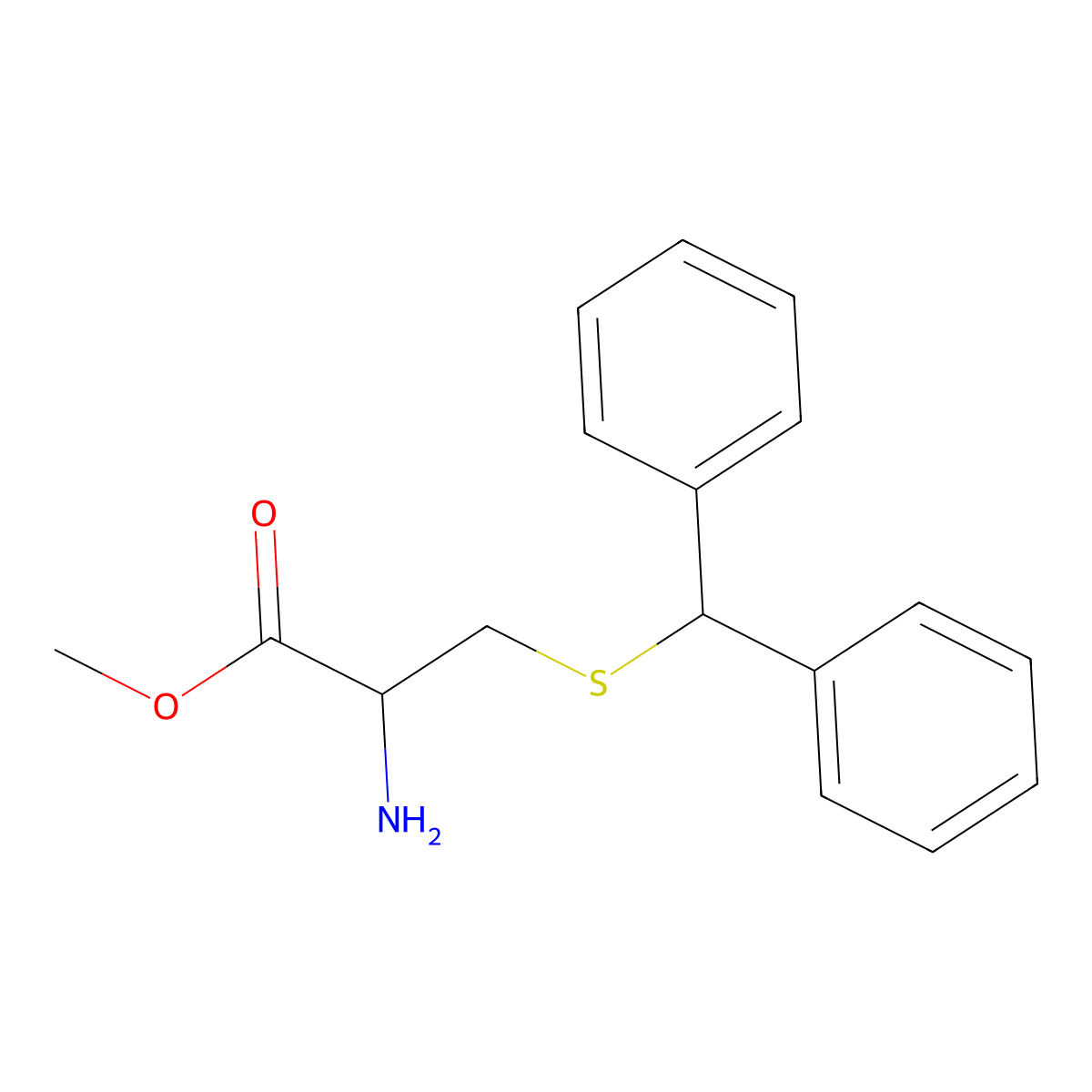 methyl (2S)-2-amino-3-benzhydrylsulfanylpropanoate molecular structure, CAS 1624272-57-6