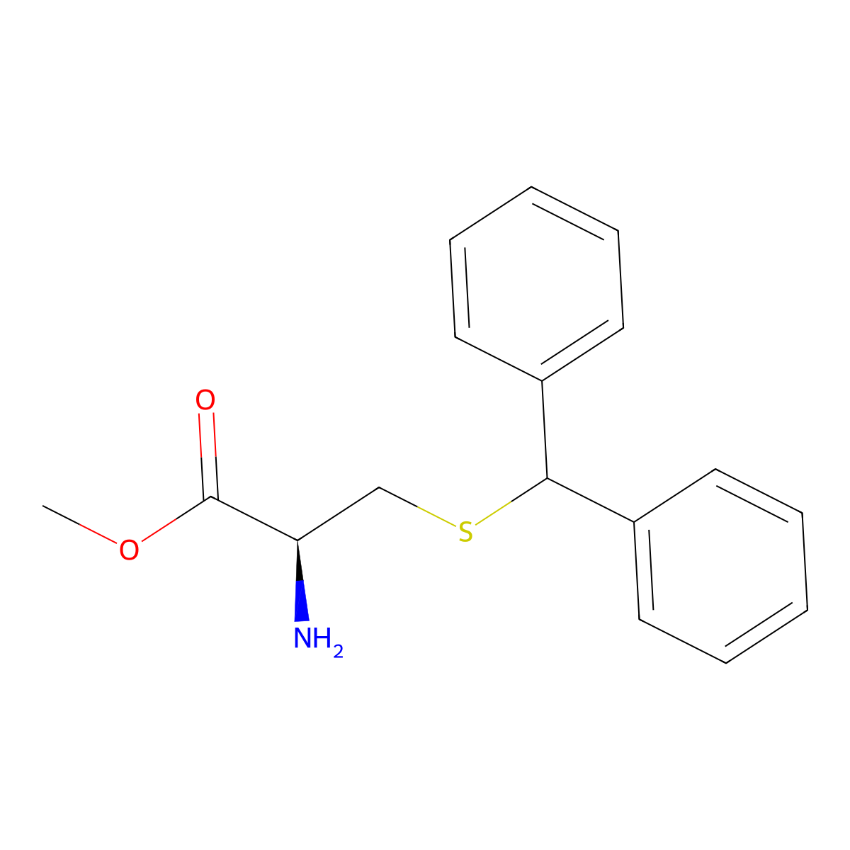 methyl (2S)-2-amino-3-benzhydrylsulfanylpropanoate molecular structure, CAS 1624272-57-6