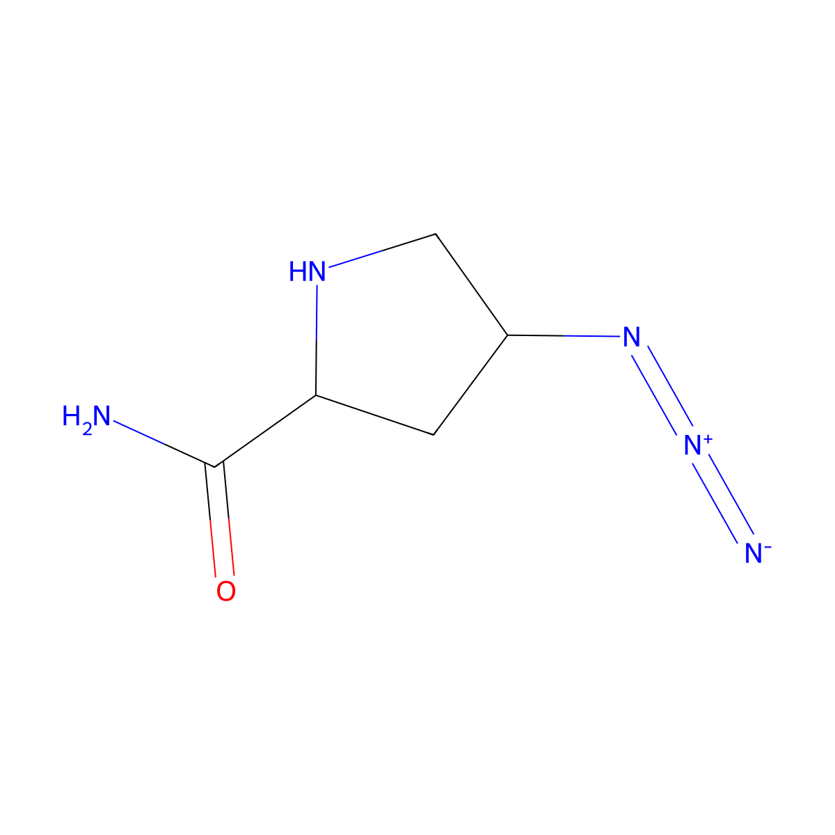 (2S,4S)-4-azidopyrrolidine-2-carboxamide molecular structure, CAS 1624277-95-7