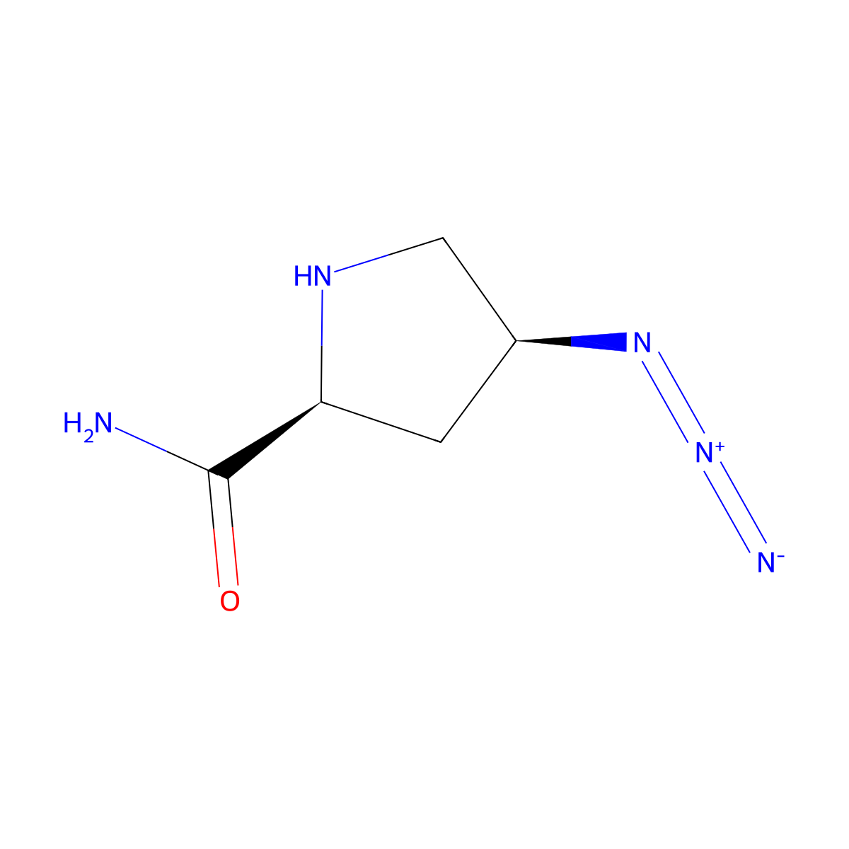(2S,4S)-4-azidopyrrolidine-2-carboxamide molecular structure, CAS 1624277-95-7