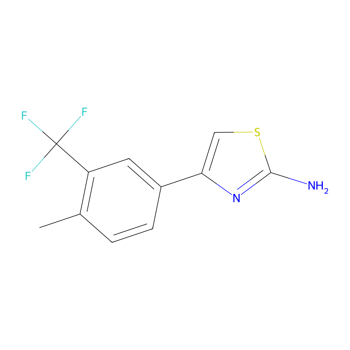 4-[4-Methyl-3-(trifluoromethyl)phenyl]-1,3-thiazol-2-amine molecular structure, CAS 1624302-04-0