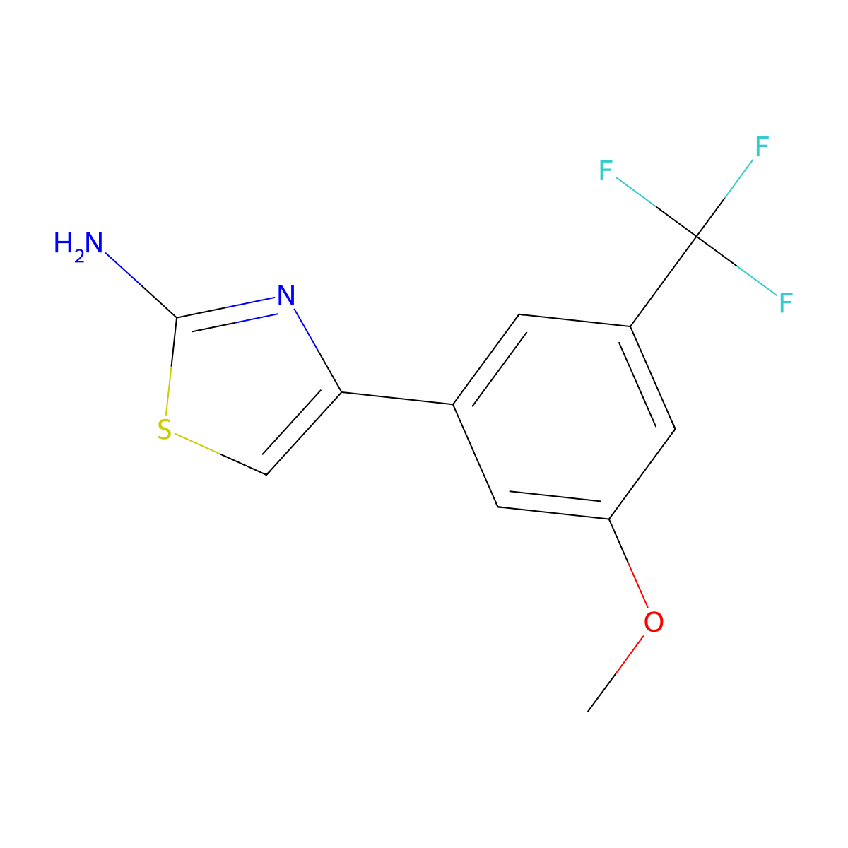 4-[3-Methoxy-5-(trifluoromethyl)phenyl]-1,3-thiazol-2-amine molecular structure, CAS 1624302-05-1