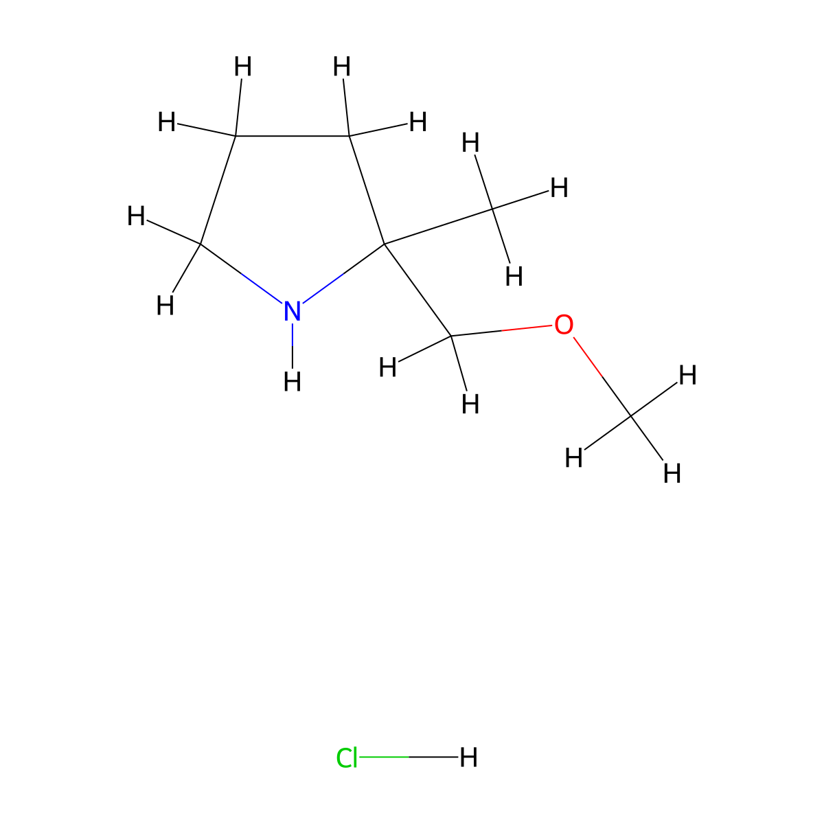 2-(Methoxymethyl)-2-methylpyrrolidine hydrochloride molecular structure, CAS 1624303-22-5