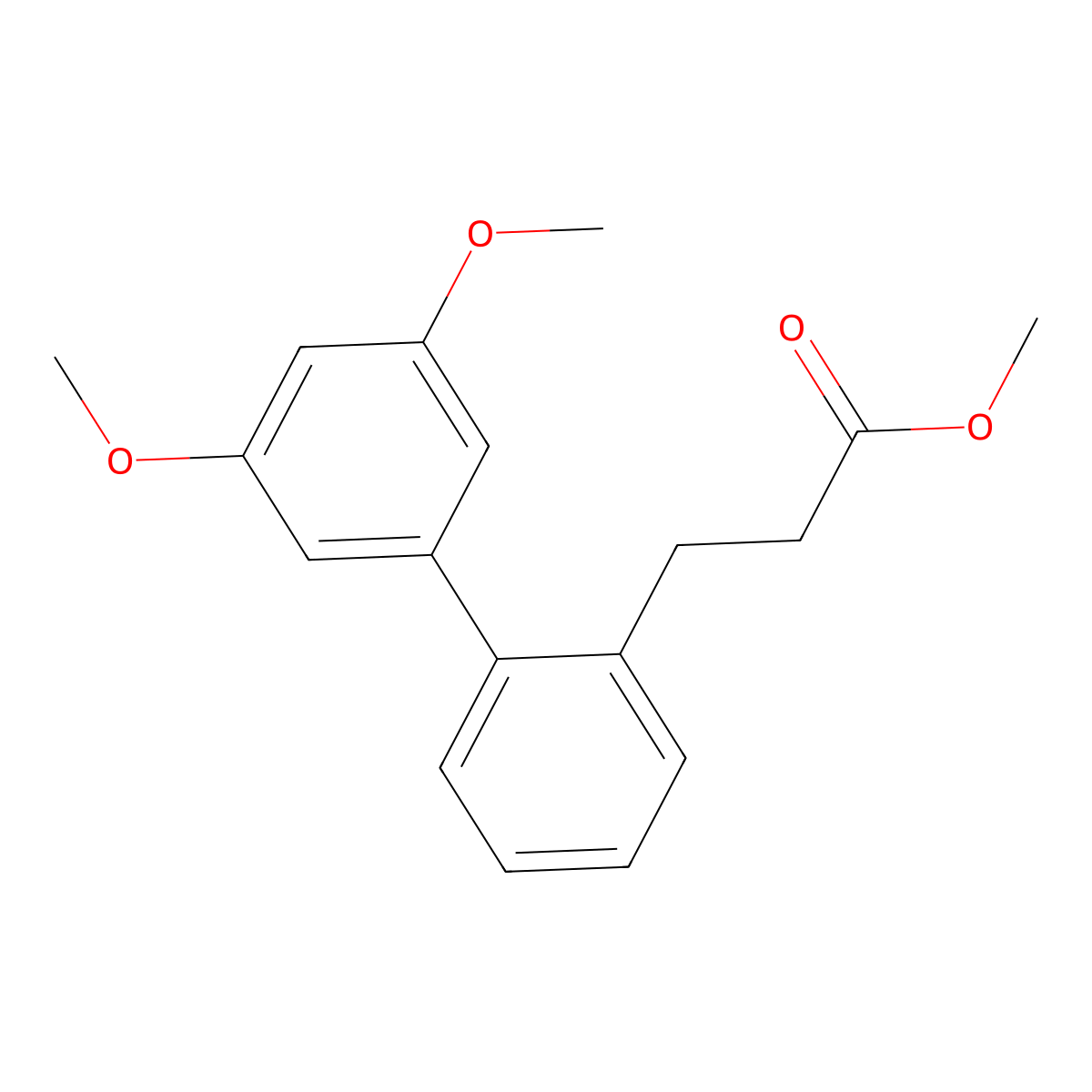 Methyl 3-{3',5'-dimethoxy-[1,1'-biphenyl]-2-yl}propanoate molecular structure, CAS 1624332-55-3