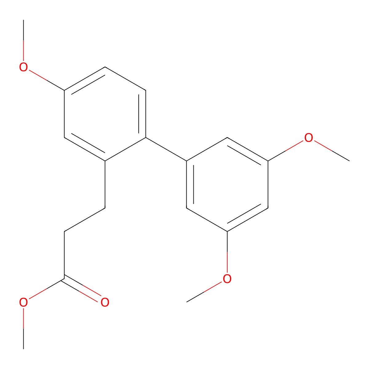 Methyl 3-{3',4,5'-trimethoxy-[1,1'-biphenyl]-2-yl}propanoate molecular structure, CAS 1624332-57-5