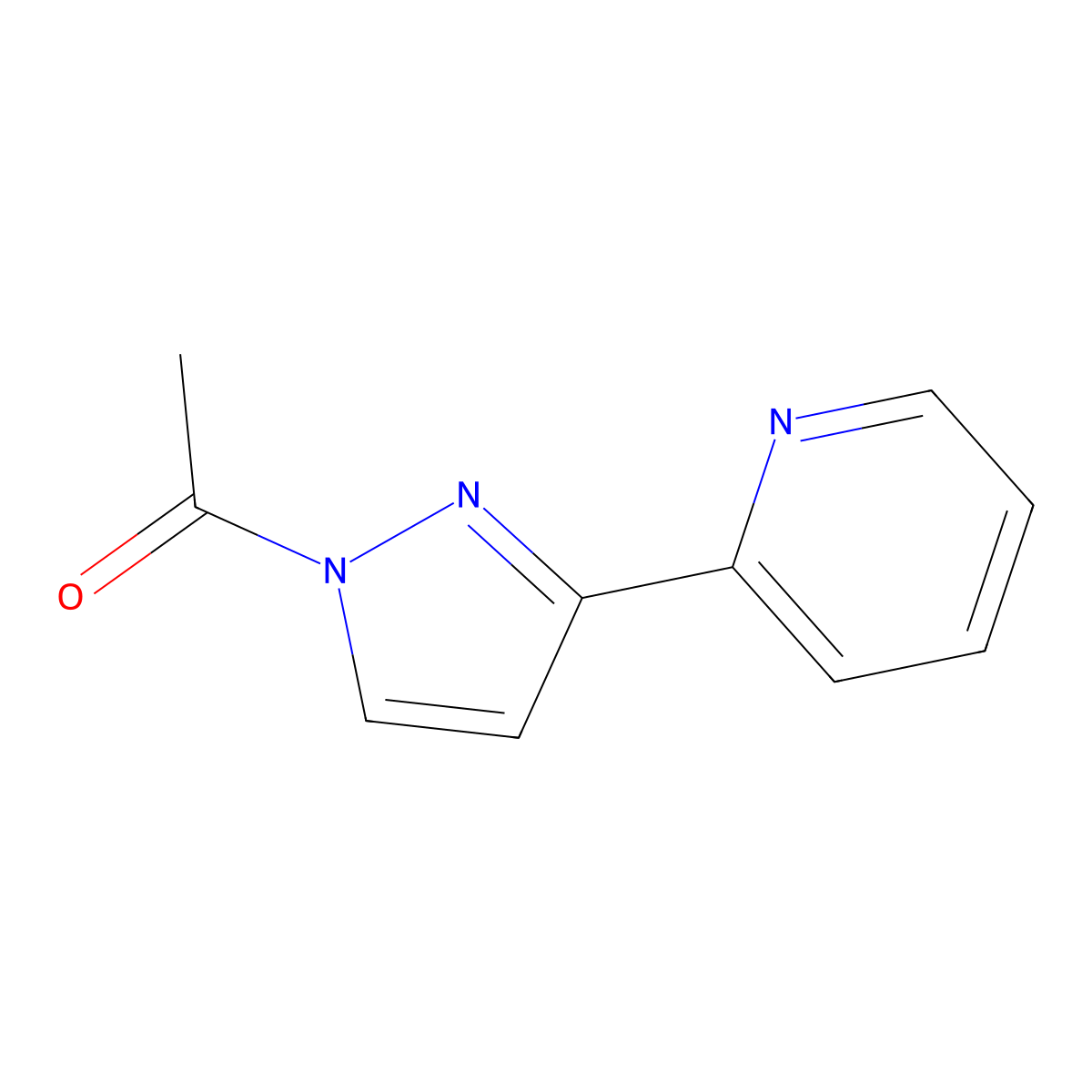 1-[3-(pyridin-2-yl)-1H-pyrazol-1-yl]ethan-1-one molecular structure, CAS 162435-05-4
