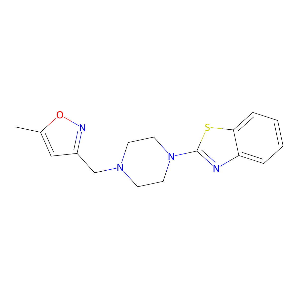2-{4-[(5-Methyl-1,2-oxazol-3-yl)methyl]piperazin-1-yl}-1,3-benzothiazole molecular structure, CAS 1624376-37-9