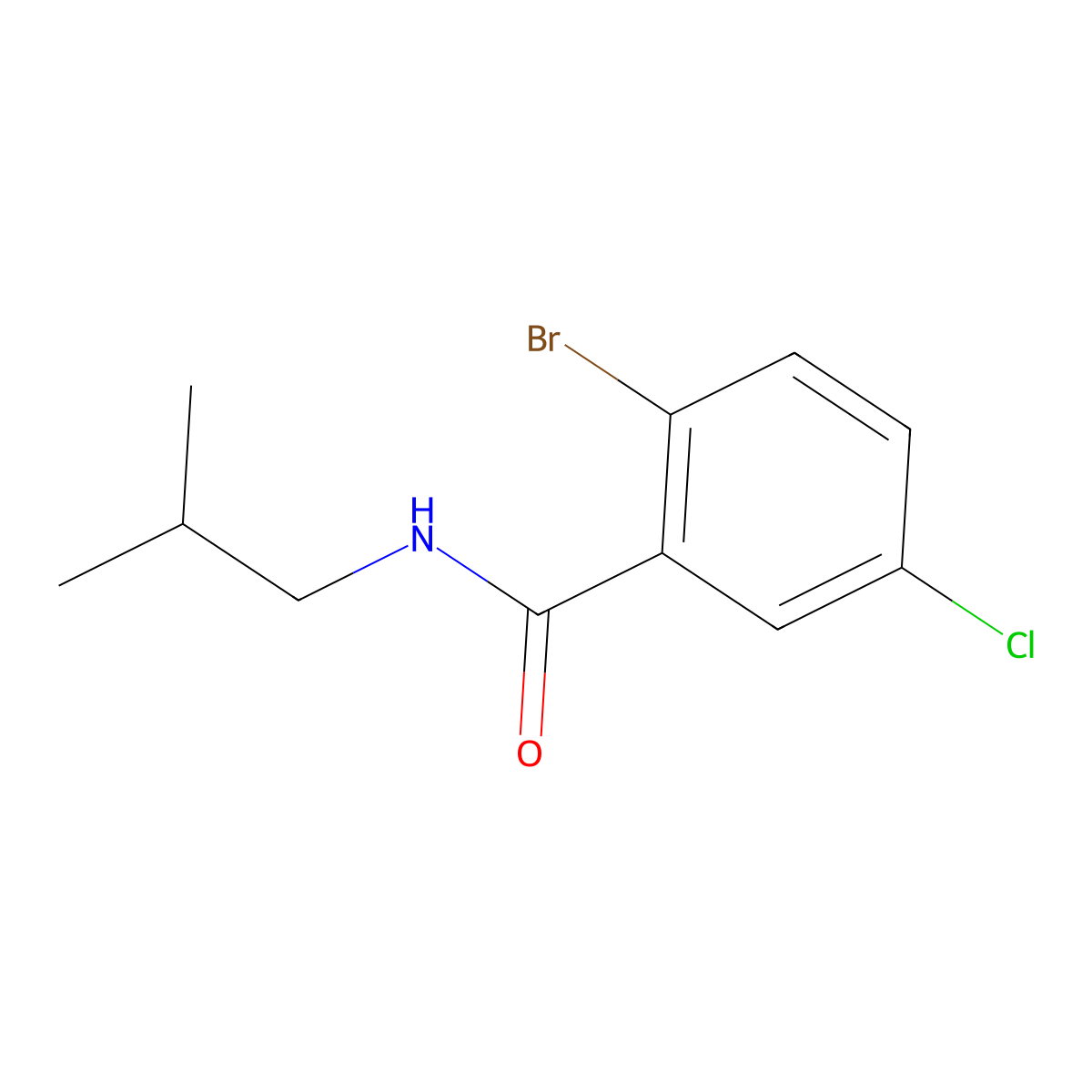 2-bromo-5-chloro-N-(2-methylpropyl)benzamide molecular structure, CAS 1624390-99-3
