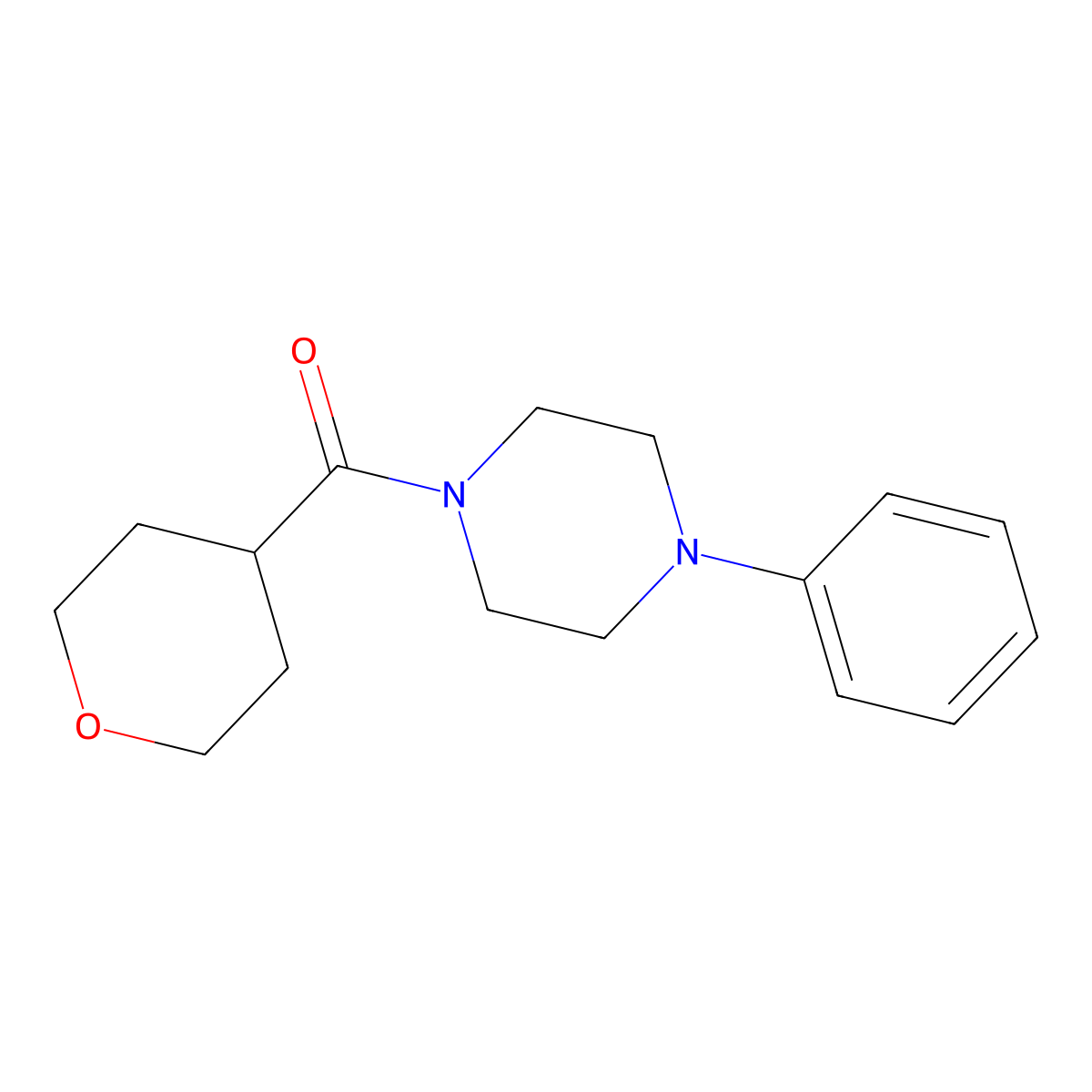 (4-phenylpiperazin-1-yl)(tetrahydro-2H-pyran-4-yl)methanone molecular structure, CAS 1624395-84-1