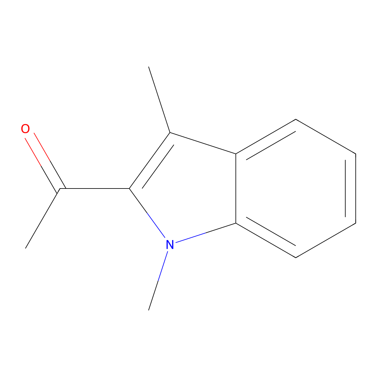 Ethanone, 1-(1,3-dimethyl-1H-indol-2-yl)- molecular structure, CAS 16244-26-1