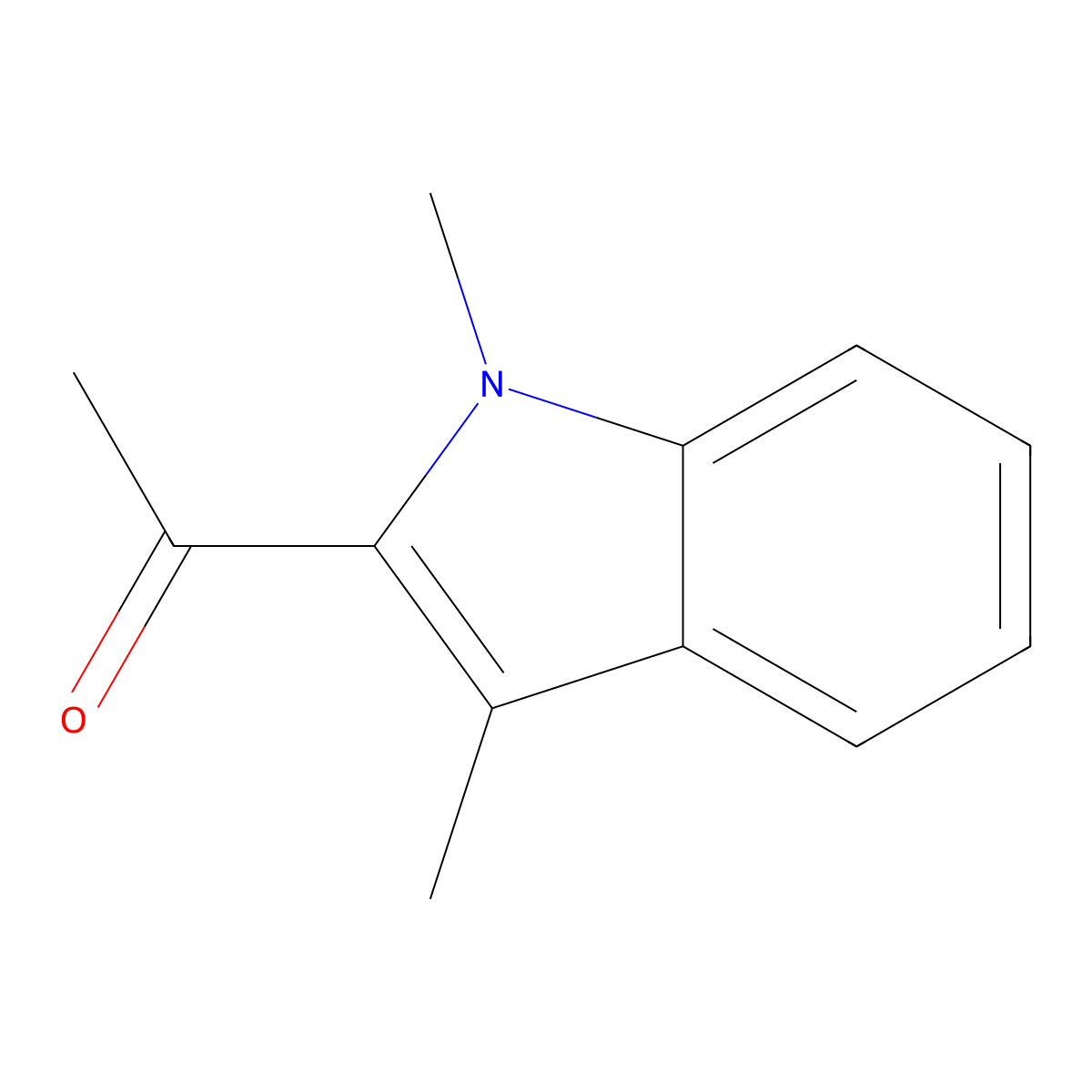 Ethanone, 1-(1,3-dimethyl-1H-indol-2-yl)- molecular structure, CAS 16244-26-1