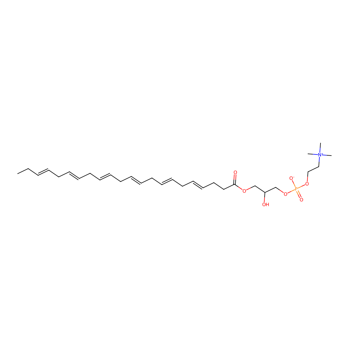 1-(4Z,7Z,10Z,13Z,16Z,19Z-docosahexaenoyl)-sn-glycero-3-phosphocholine molecular structure, CAS 162440-05-3