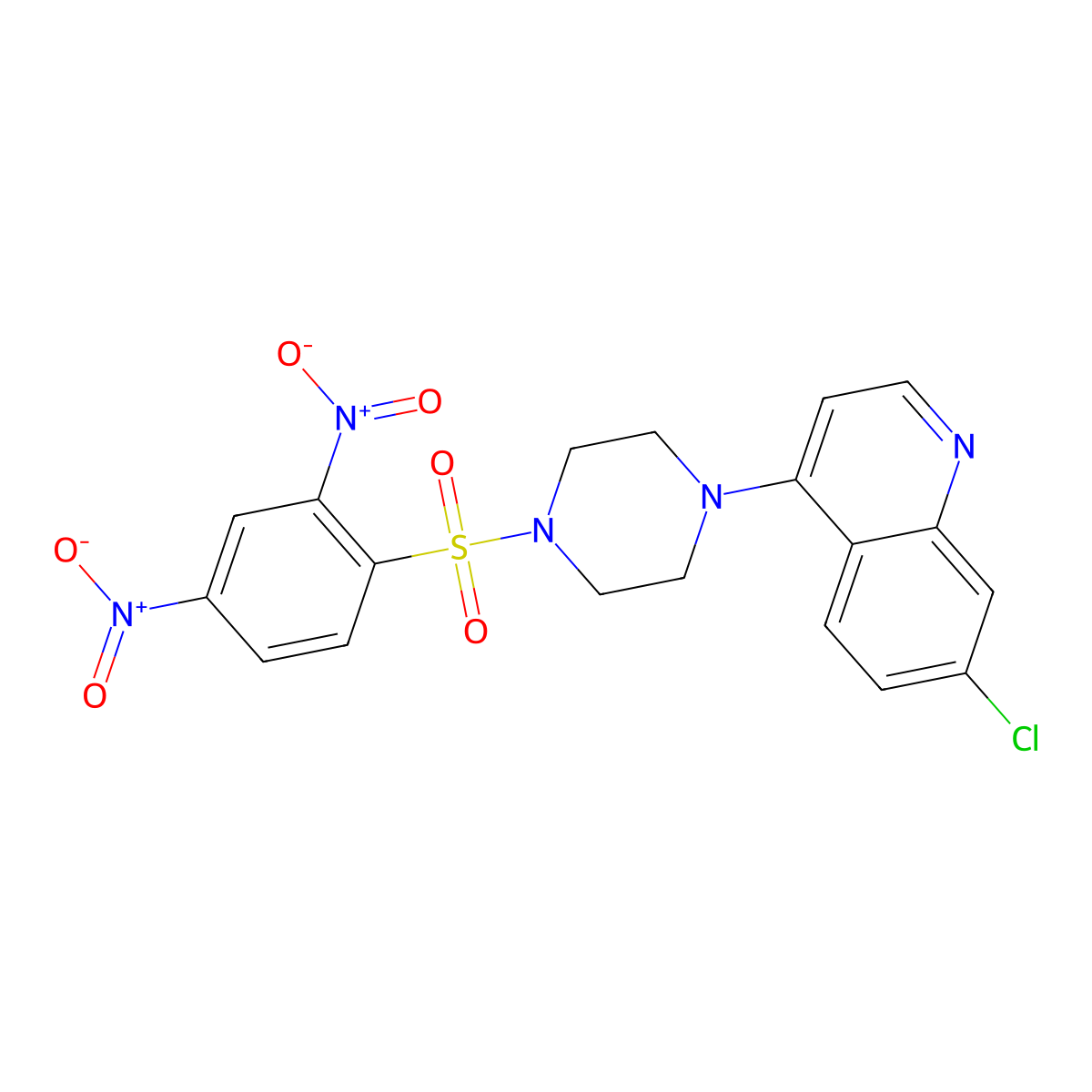 7-Chloro-4-(4-((2,4-dinitrophenyl)sulfonyl)piperazin-1-yl)quinoline molecular structure, CAS 1624602-30-7