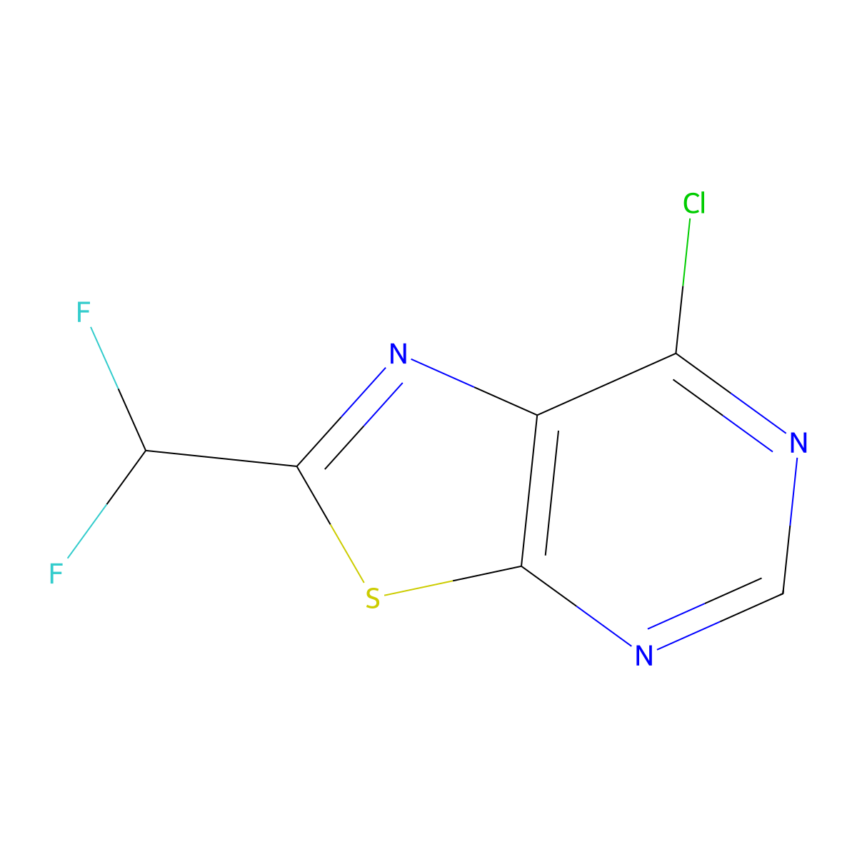7-Chloro-2-(difluoromethyl)-[1,3]thiazolo[5,4-d]pyrimidine molecular structure, CAS 1624606-96-7