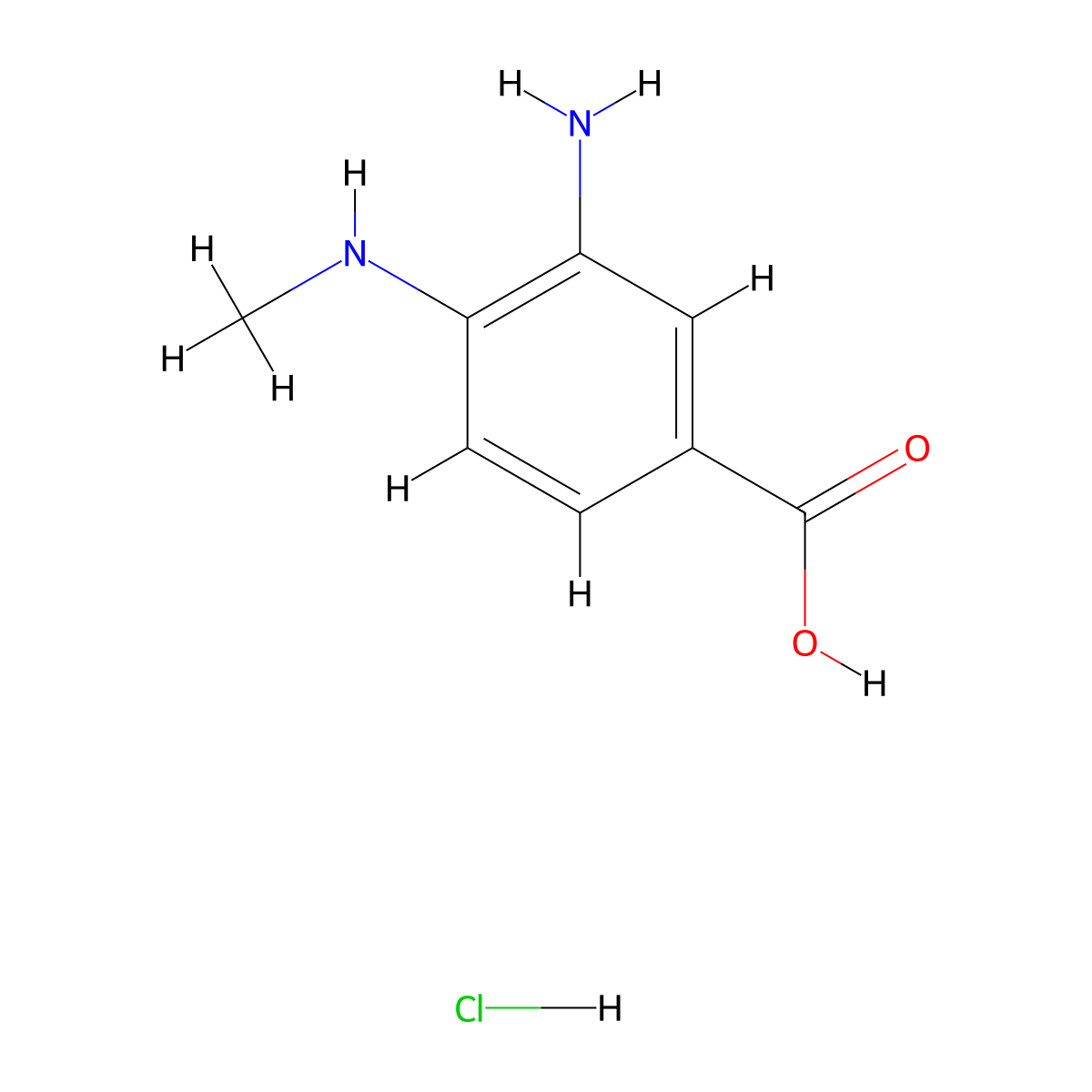 3-Amino-4-(methylamino)benzoic acid hydrochloride molecular structure, CAS 1624607-59-5