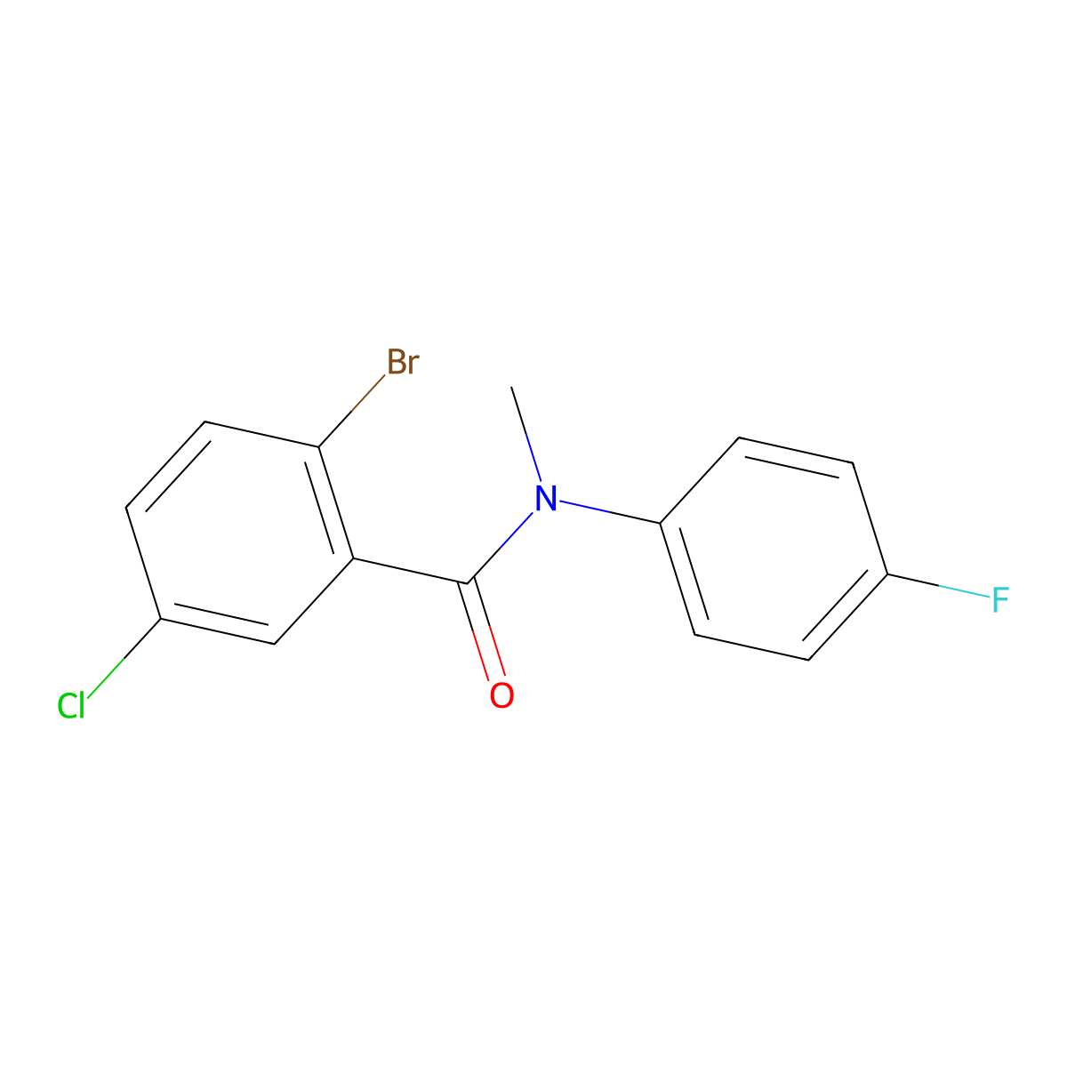 2-Bromo-5-chloro-N-(4-fluorophenyl)-N-methylbenzamide molecular structure, CAS 1624668-63-8