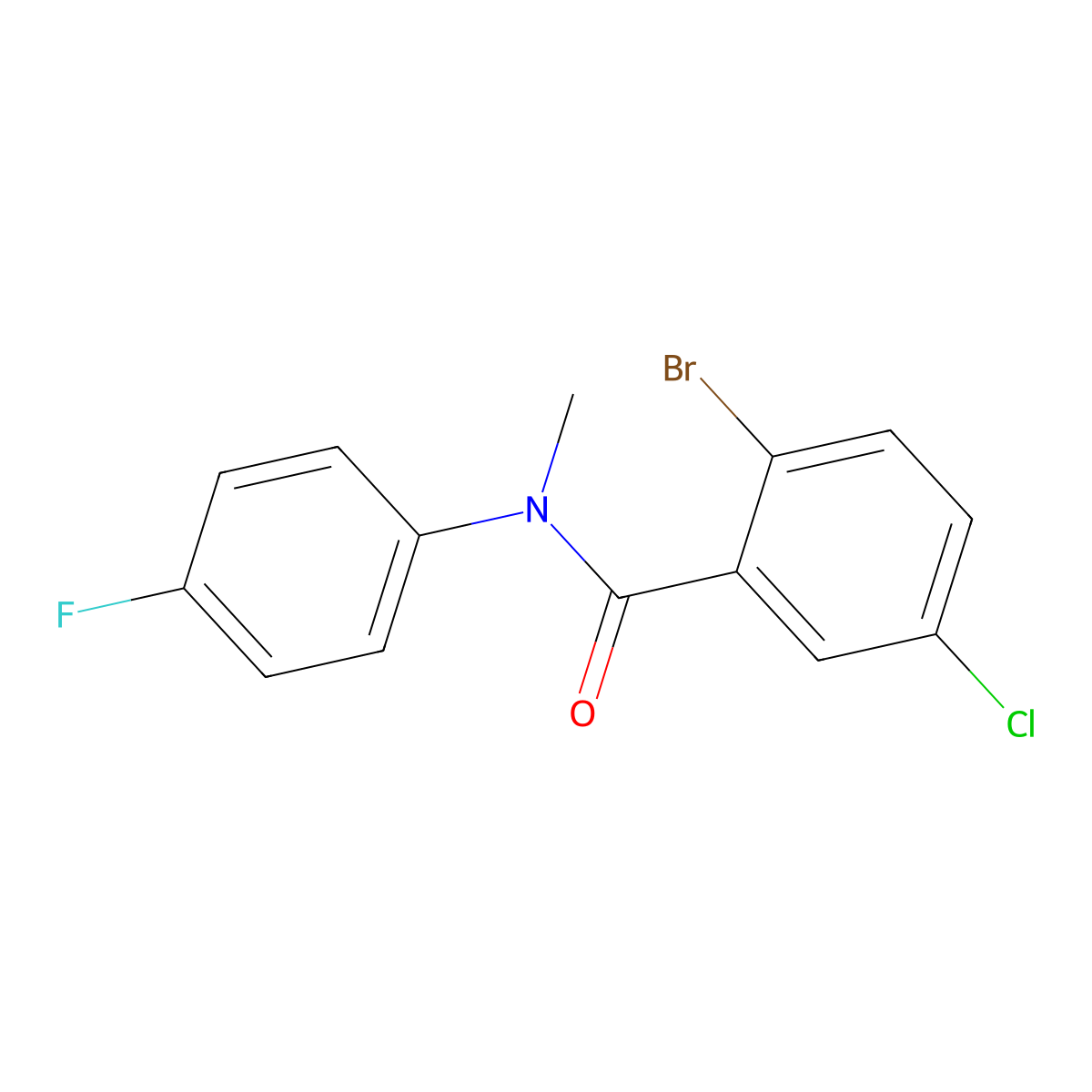 2-Bromo-5-chloro-N-(4-fluorophenyl)-N-methylbenzamide molecular structure, CAS 1624668-63-8