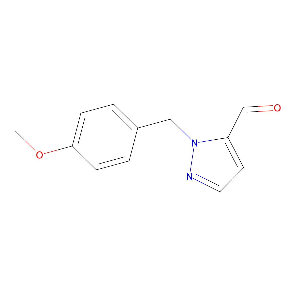 1-(4-methoxybenzyl)-1H-pyrazole-5-carbaldehyde molecular structure, CAS 162468-77-1