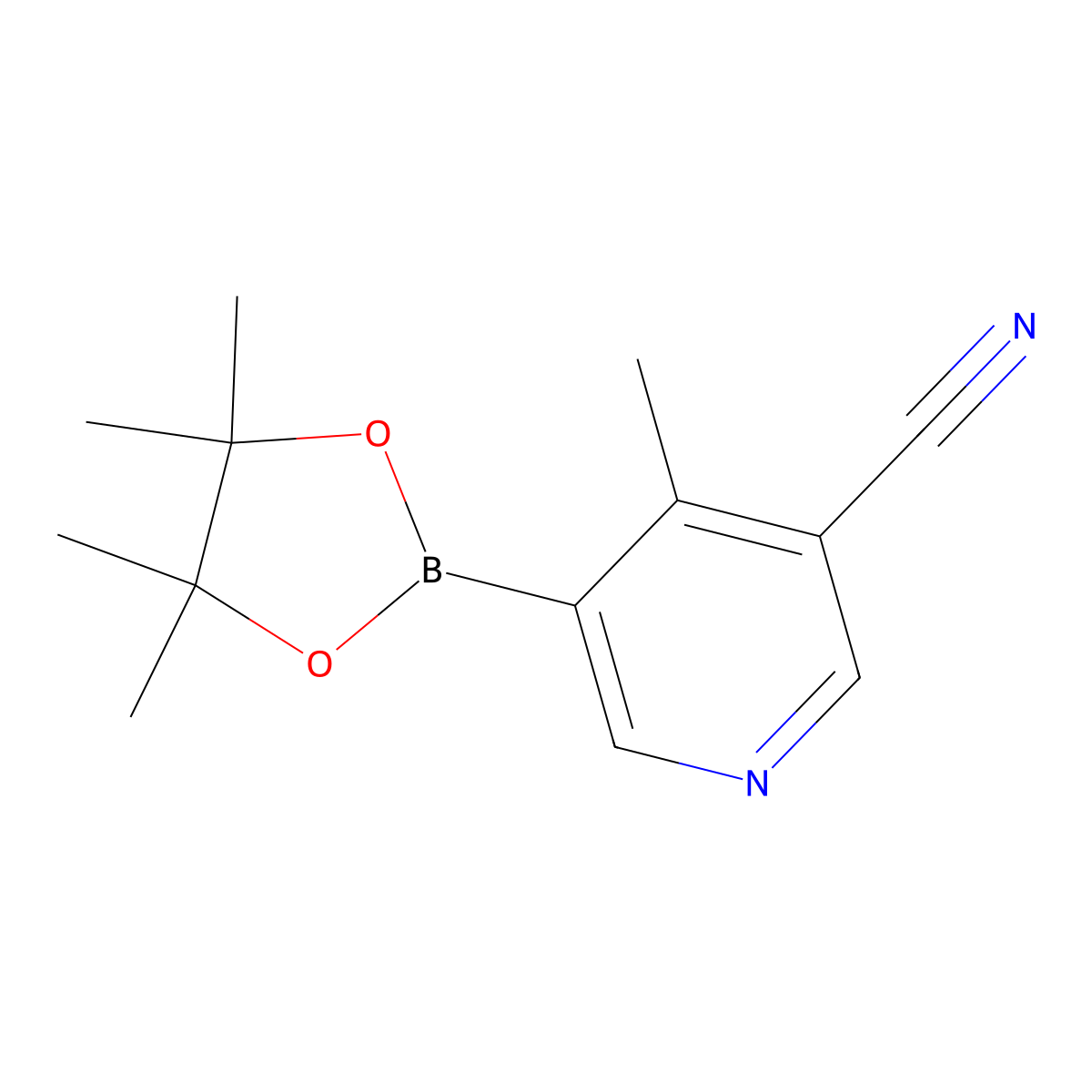 4-Methyl-5-(4,4,5,5-tetramethyl-1,3,2-dioxaborolan-2-yl)pyridine-3-carbonitrile molecular structure, CAS 1624715-00-9