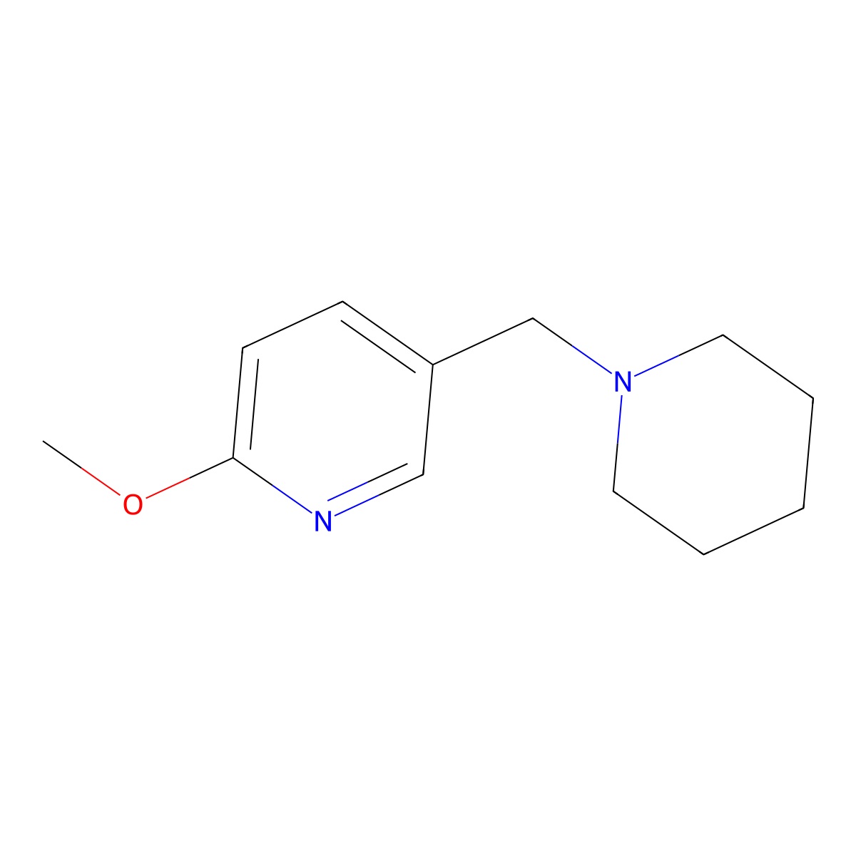 2-Methoxy-5-[(piperidin-1-yl)methyl]pyridine molecular structure, CAS 162475-79-8