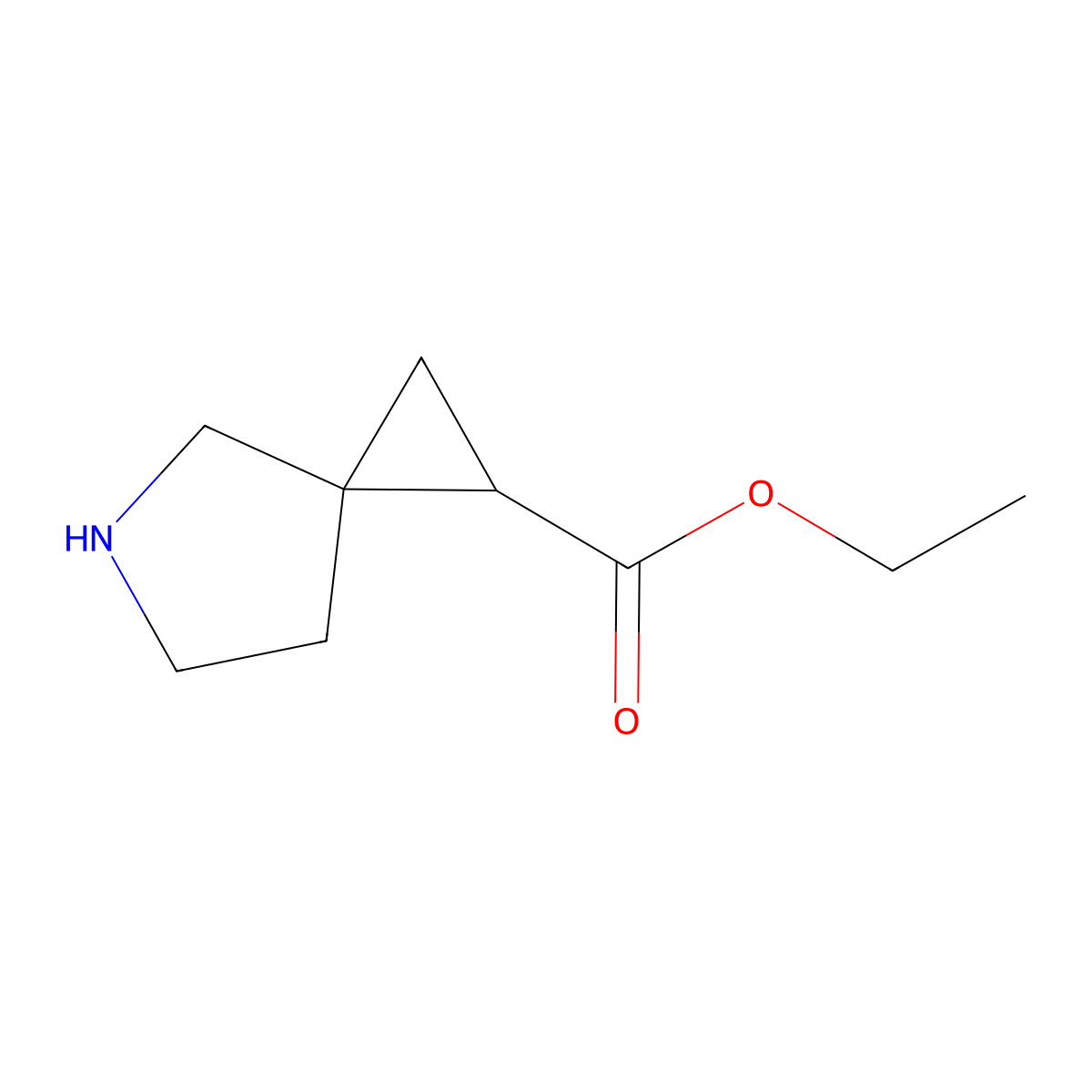 Ethyl 5-azaspiro[2.4]heptane-1-carboxylate molecular structure, CAS 1624795-92-1
