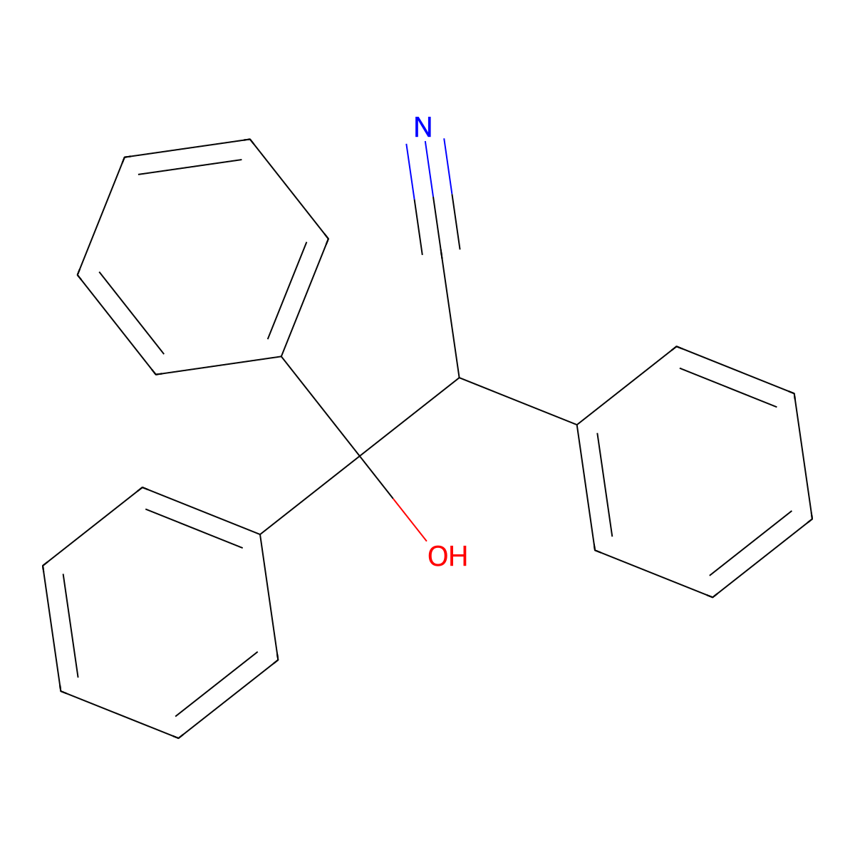3-Hydroxy-2,3,3-triphenylpropanenitrile molecular structure, CAS 16248-67-2